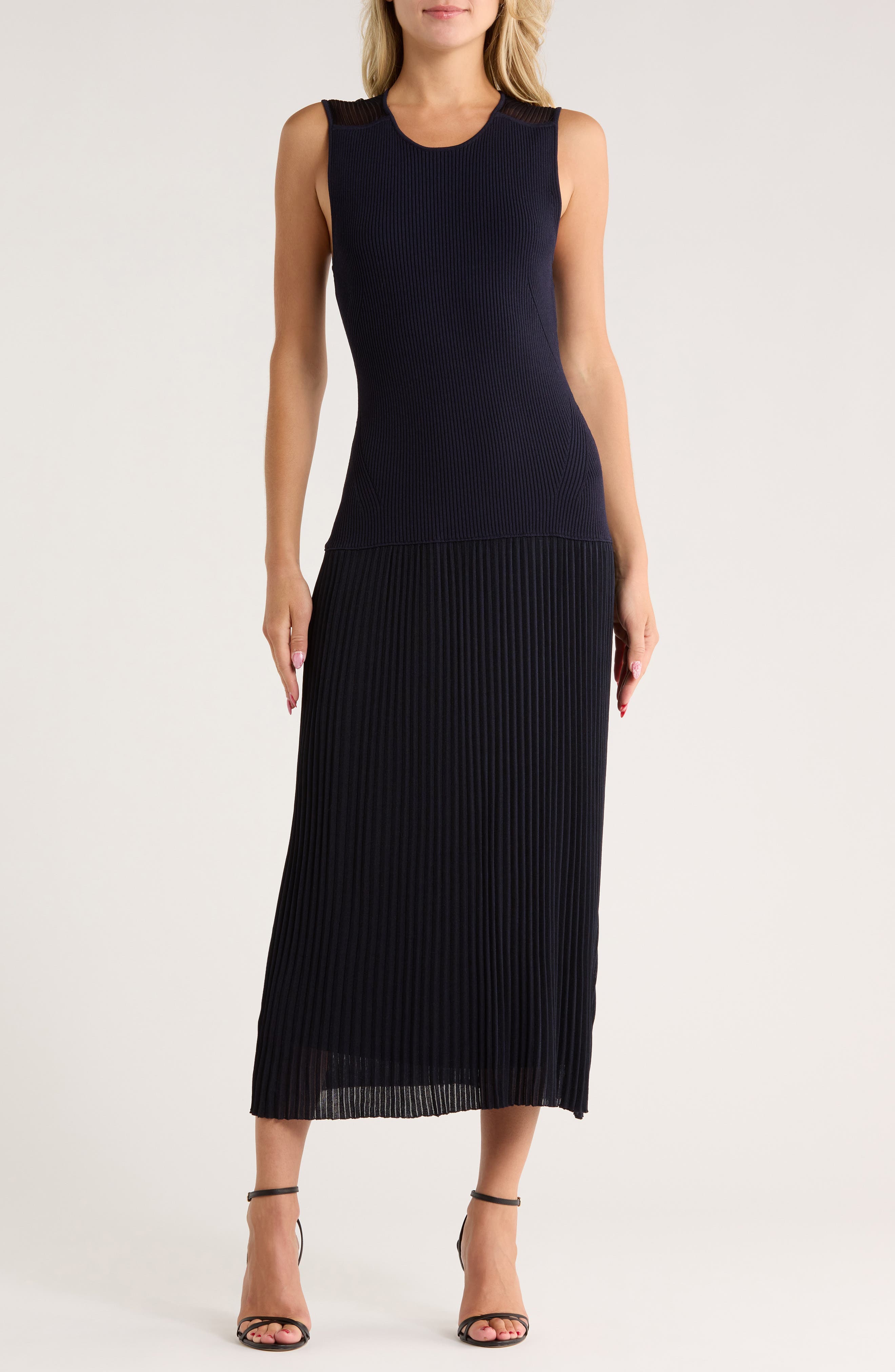 Lecco Sleeveless Mixed Media Dress - image 1