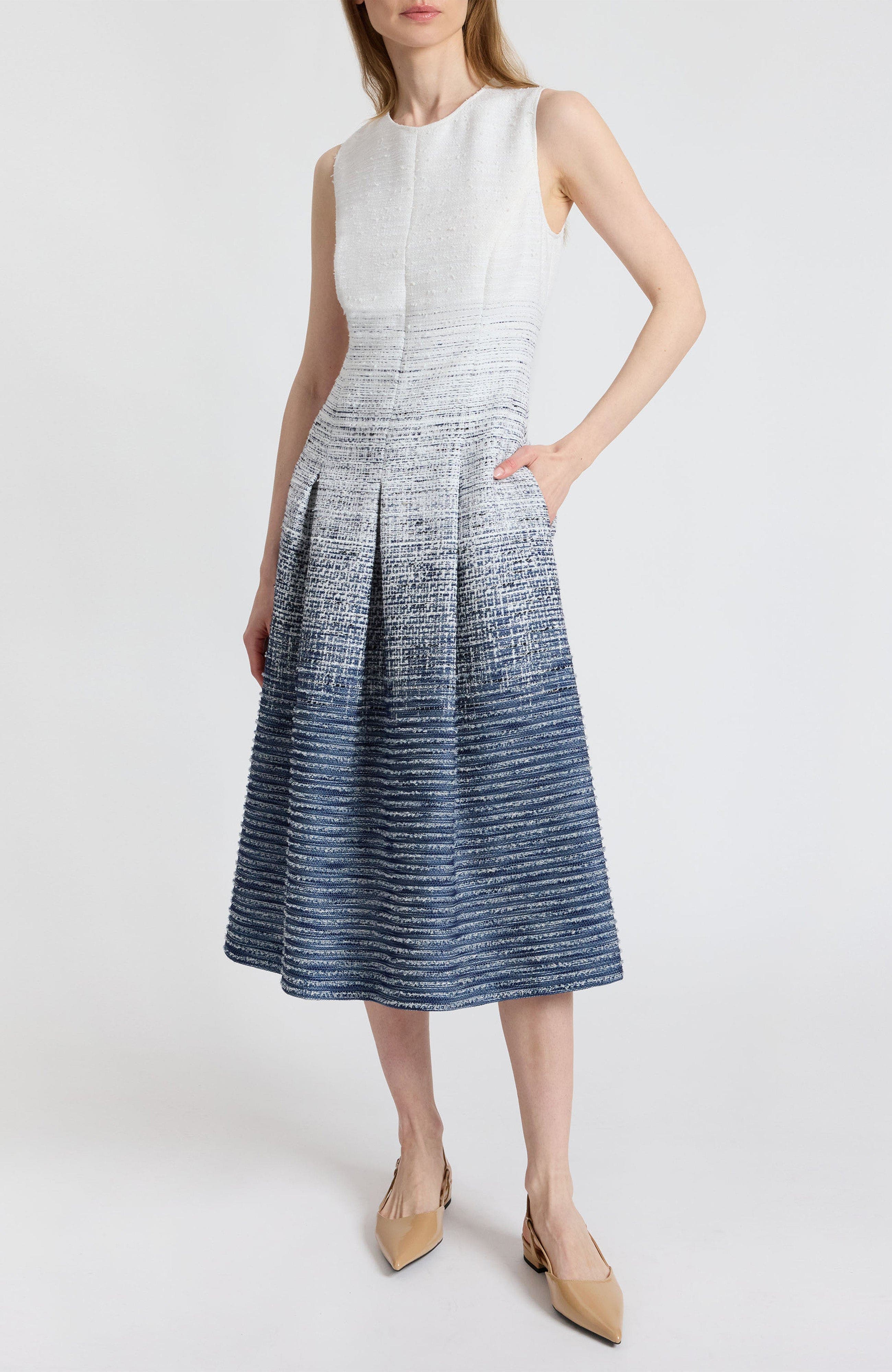 Keely Sleeveless Midi Dress in Modern Ombre Tweed - image 1