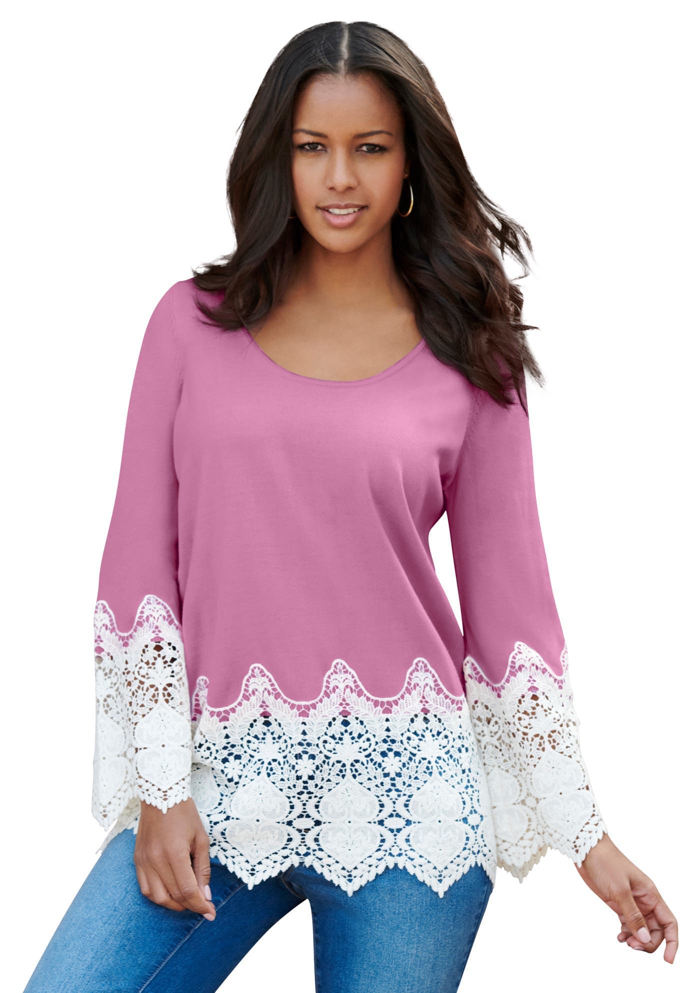 Fine Gauge Lace Pullover Sweater - image 3