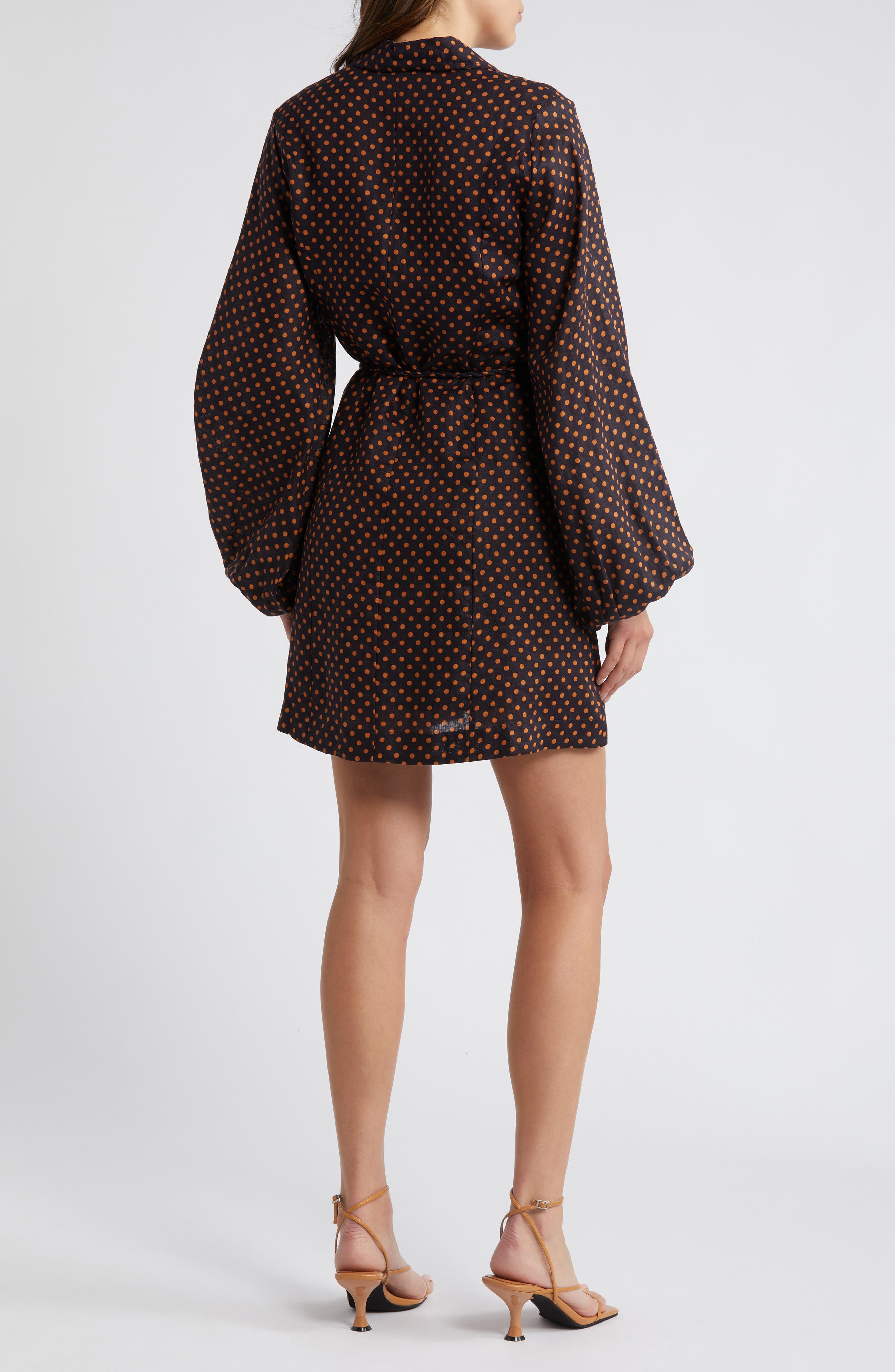 Rae Tie Belt Long Sleeve Linen Mini Shirtdress - image 2