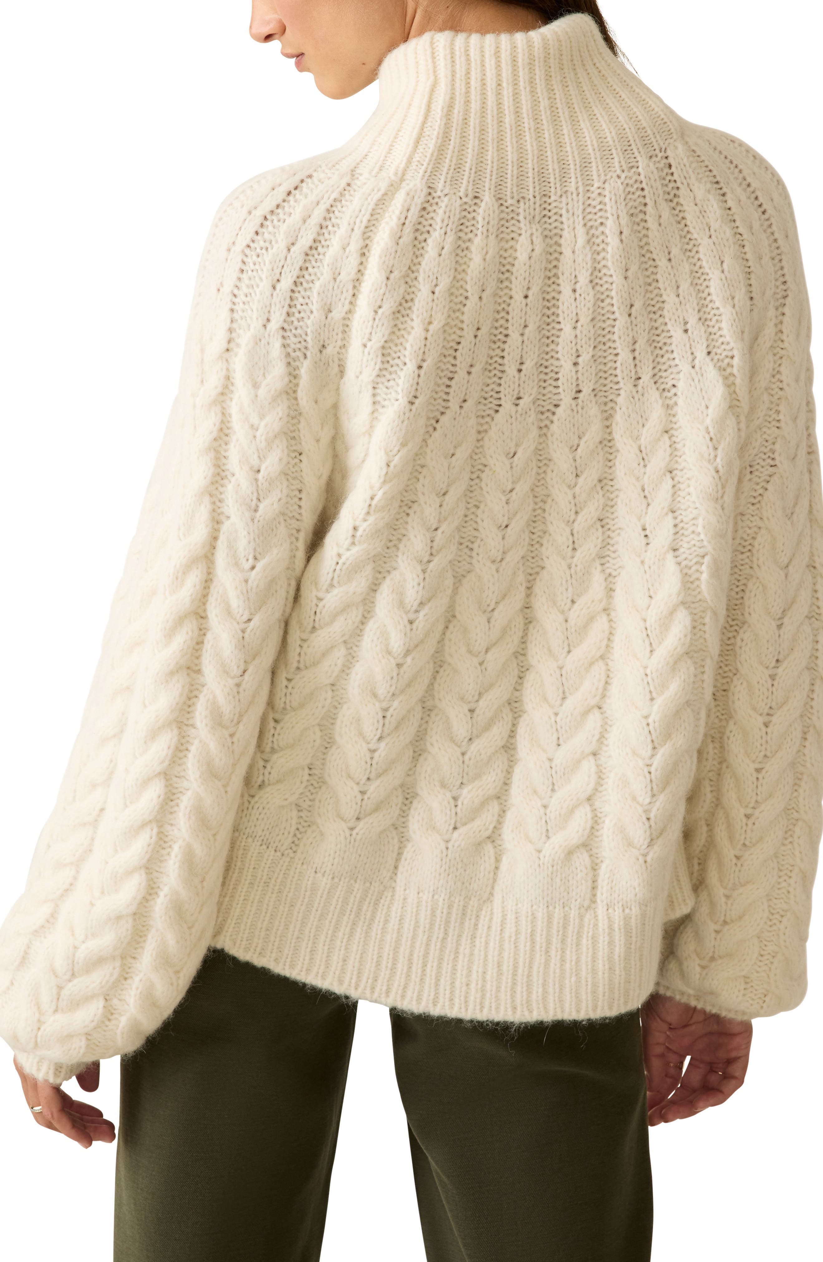 Frost Cable Stitch Turtleneck Alpaca Blend Sweater - image 2