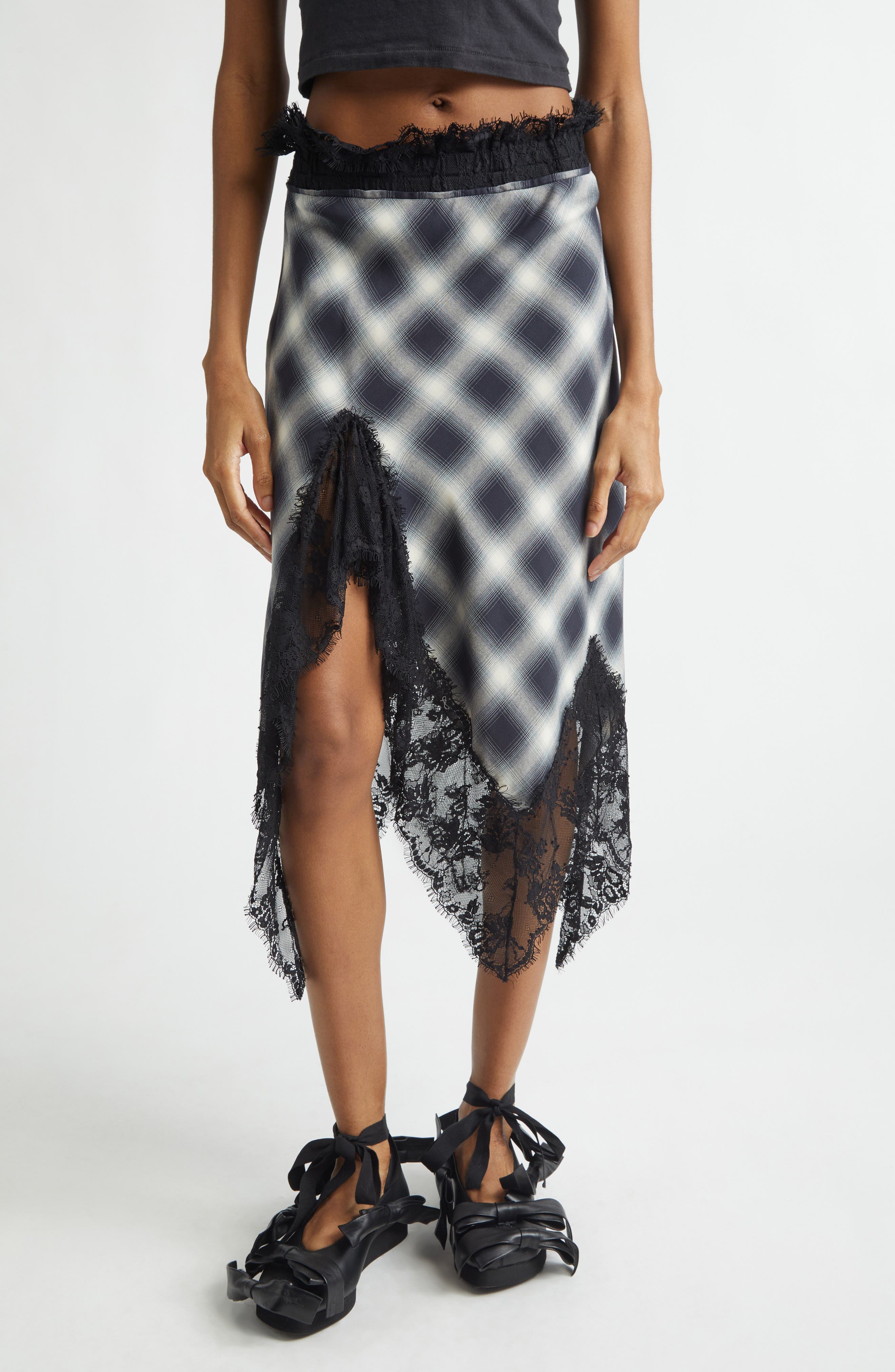 Asymmetric Crepe Midi Skirt - image 1