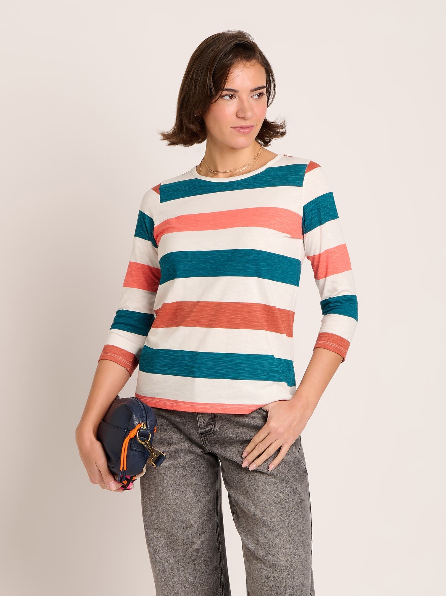 Lulworth Striped 3/4 Sleeve T-Shirt - image 1