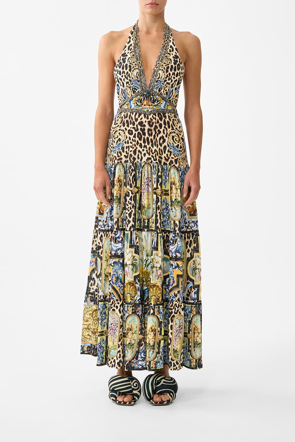 Halter Jersey Dress With Tiered Skirt - image 1