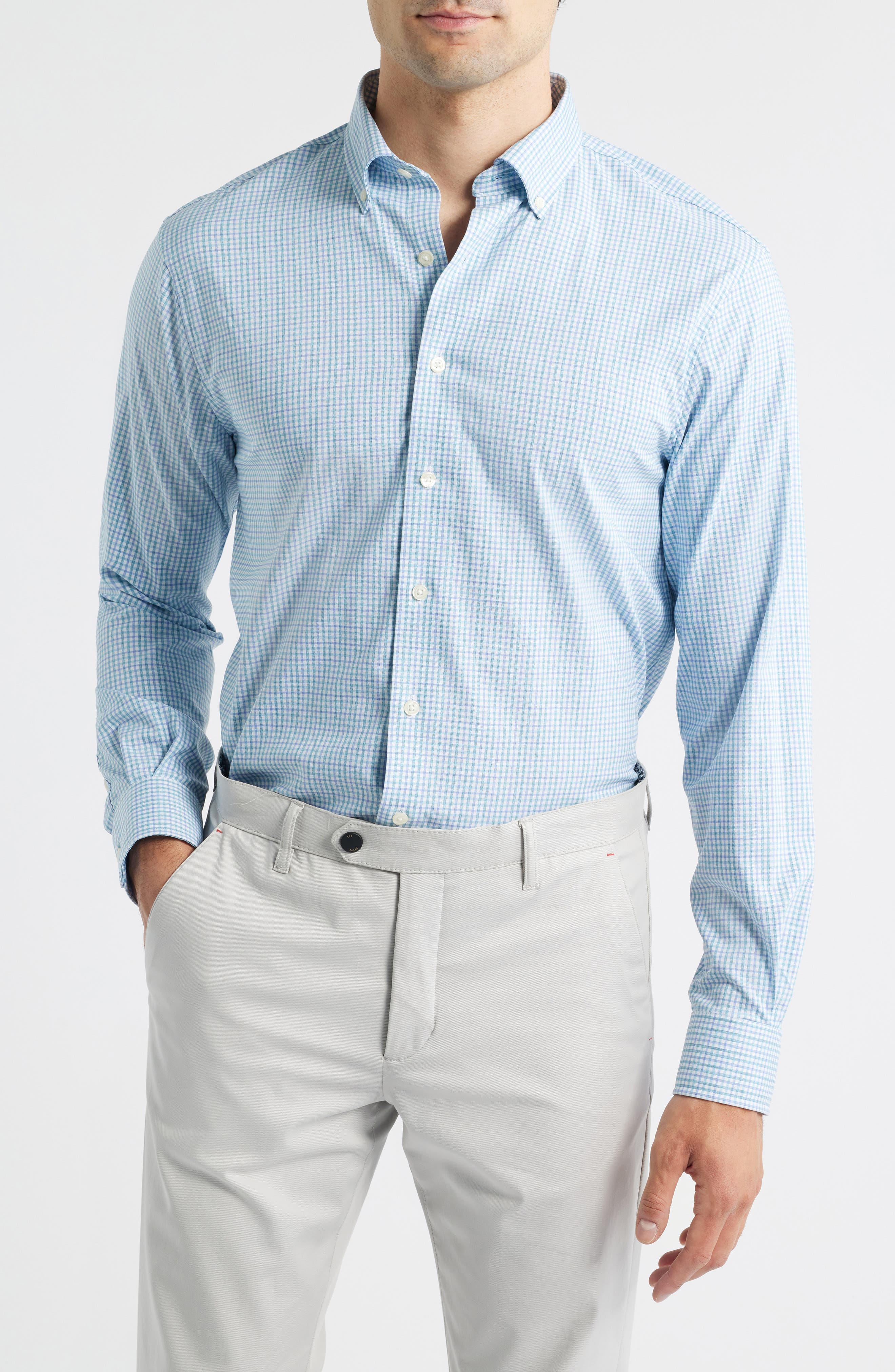 Koby Gingham Performance Button-Down Shirt - image 1