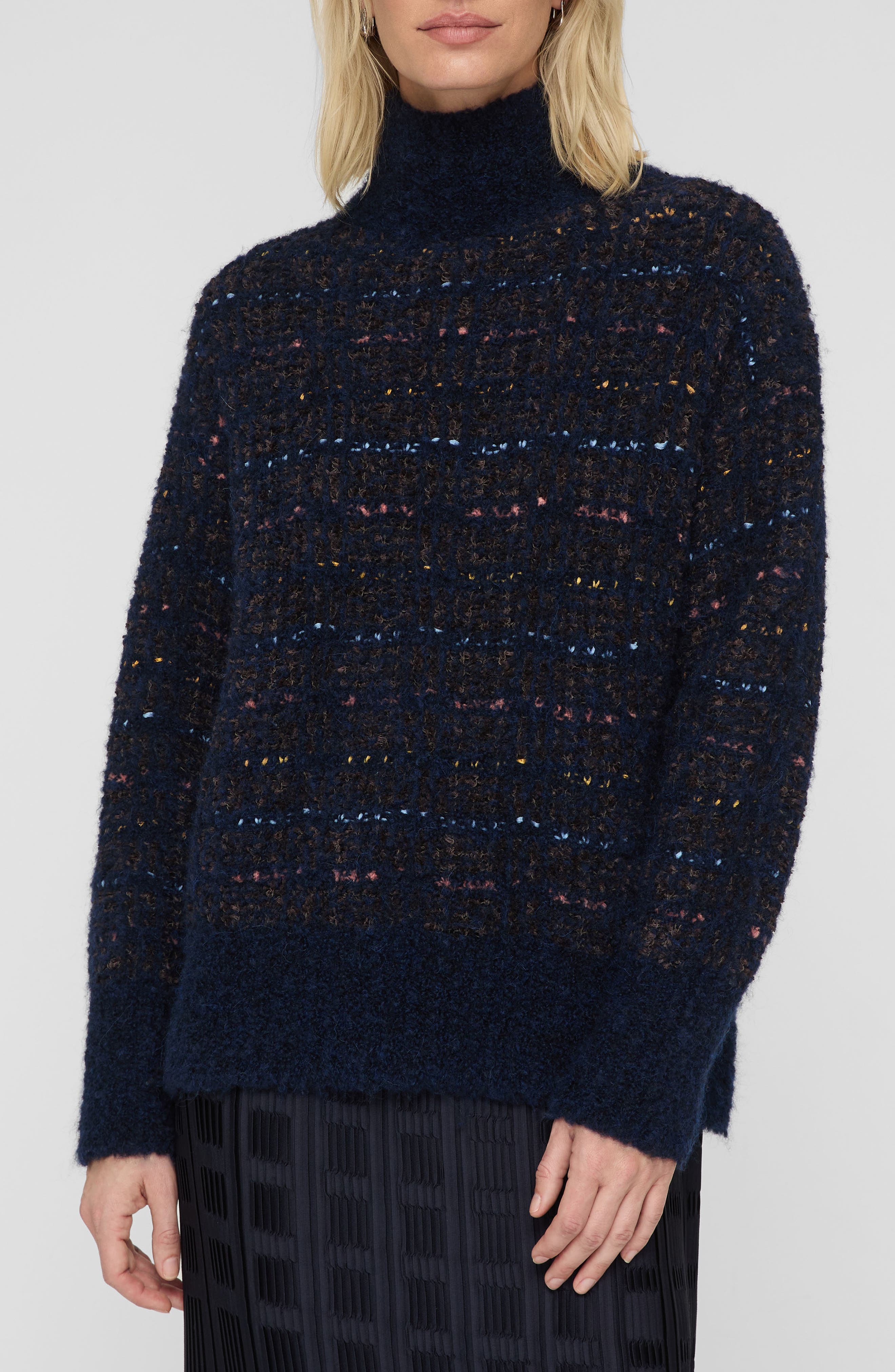 Lofty Alpaca Blend Boucle Turtleneck Sweater - image 1