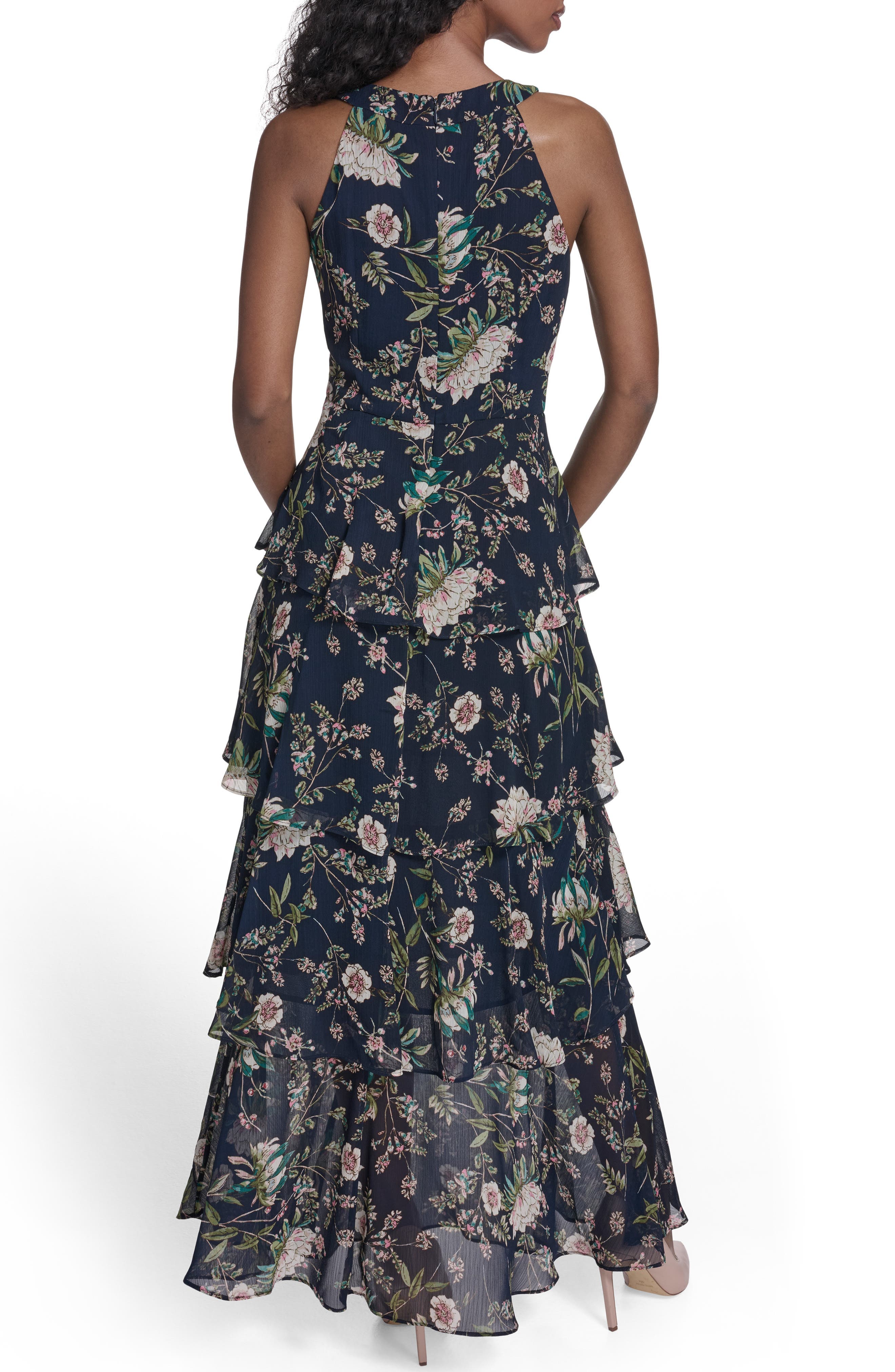 Floral Sleeveless Tiered Chiffon Maxi Dress - image 2