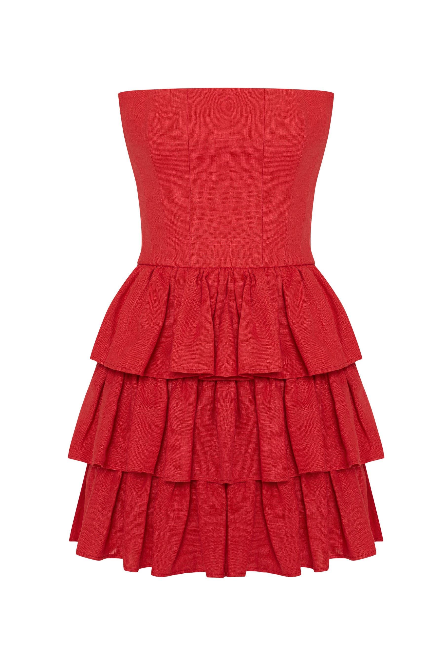 Mila Linen Strapless Mini Dress - image 2