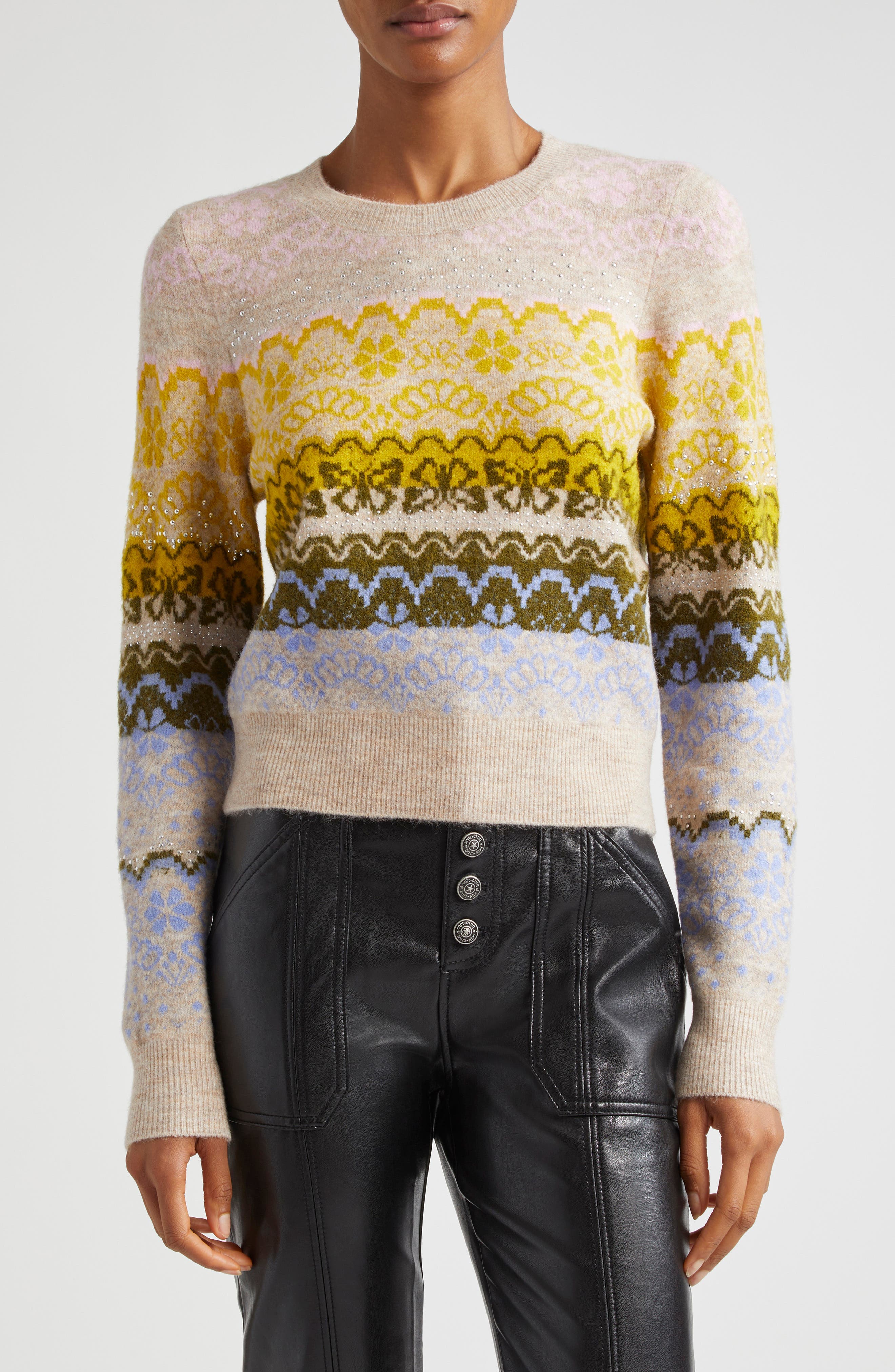 Fair Isle Studded Sweater - image 1