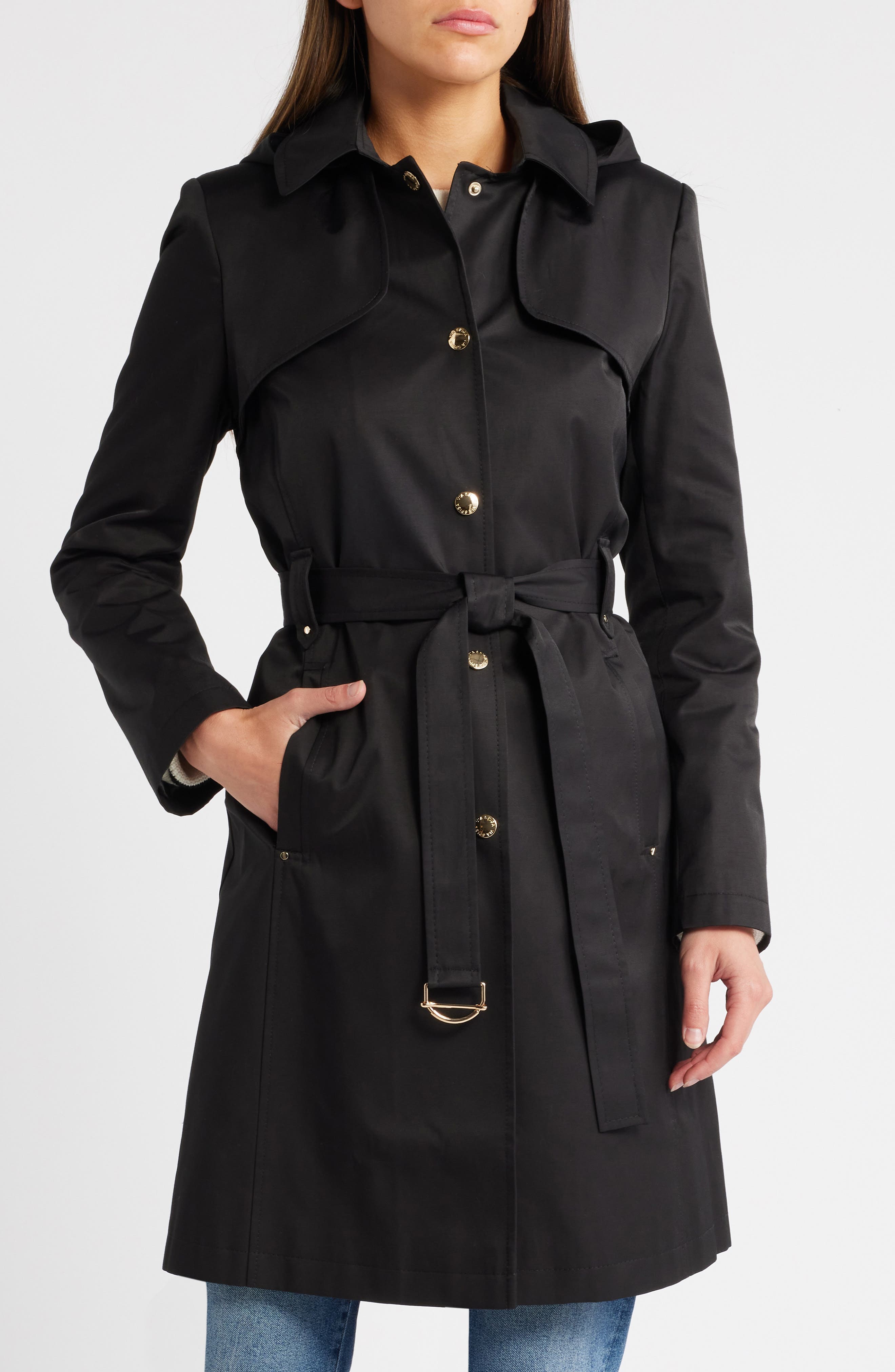 Water Resistant Cotton Blend Coat with Removable Hood - image 1