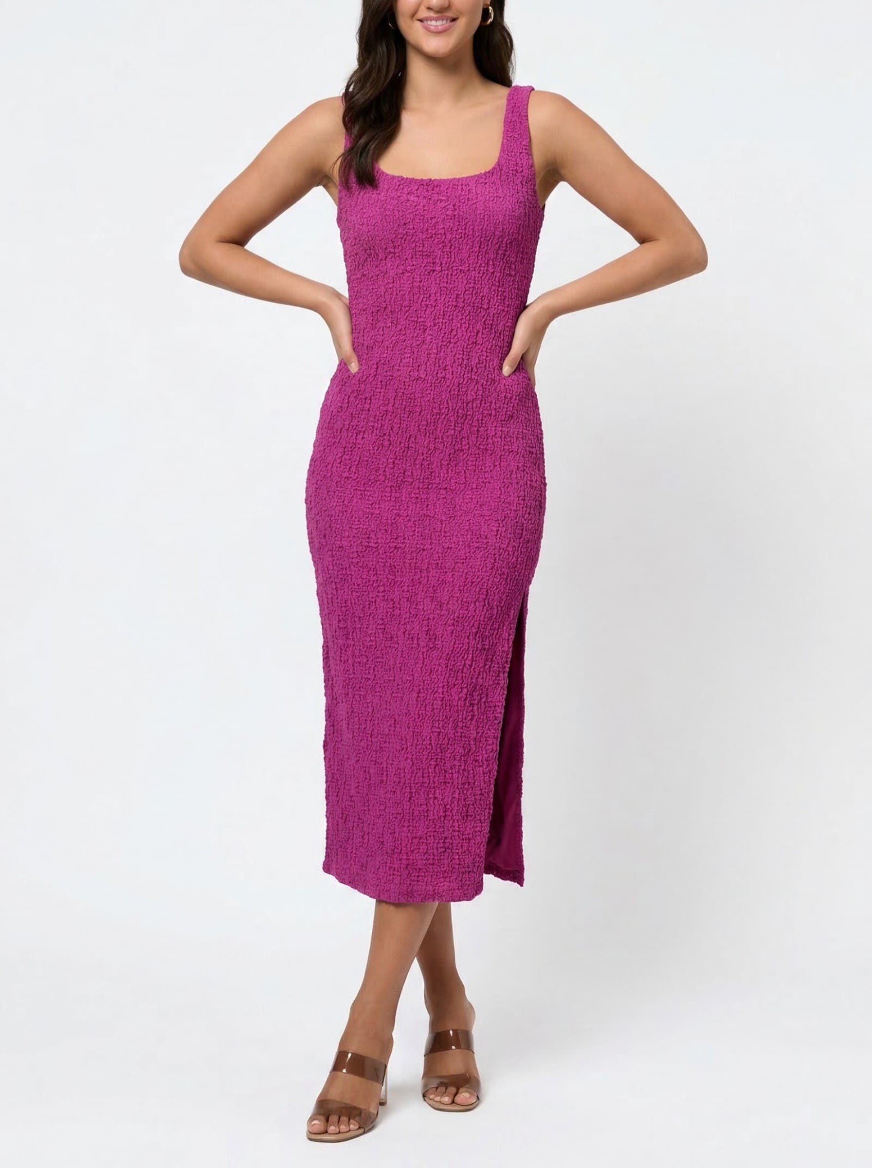 Emi Sleeveless Pucker Knit Midi Dress - image 3