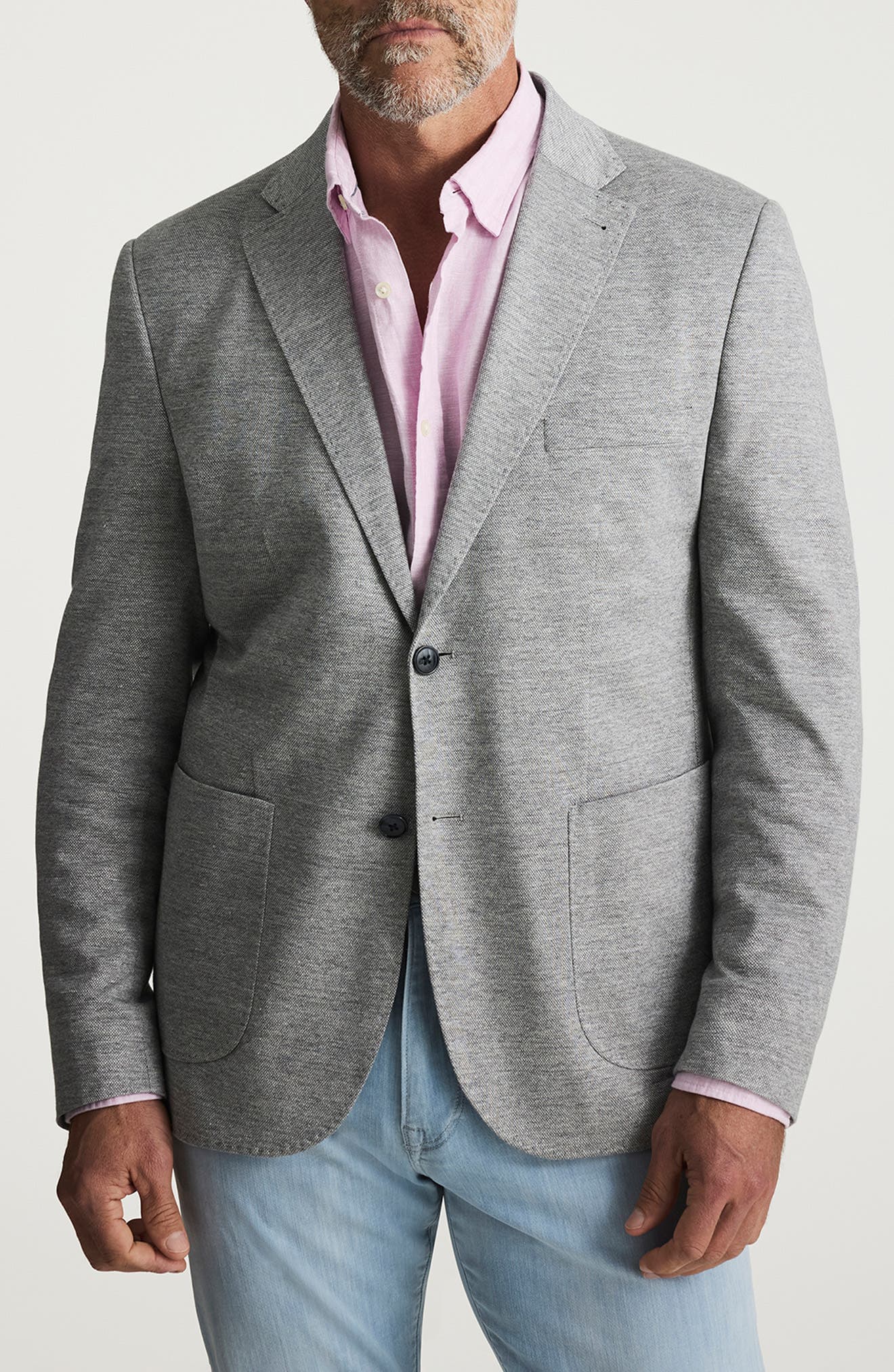 Matteo Slim Fit Grey Melange Cotton & Linen Pique Sport Coat - image 1