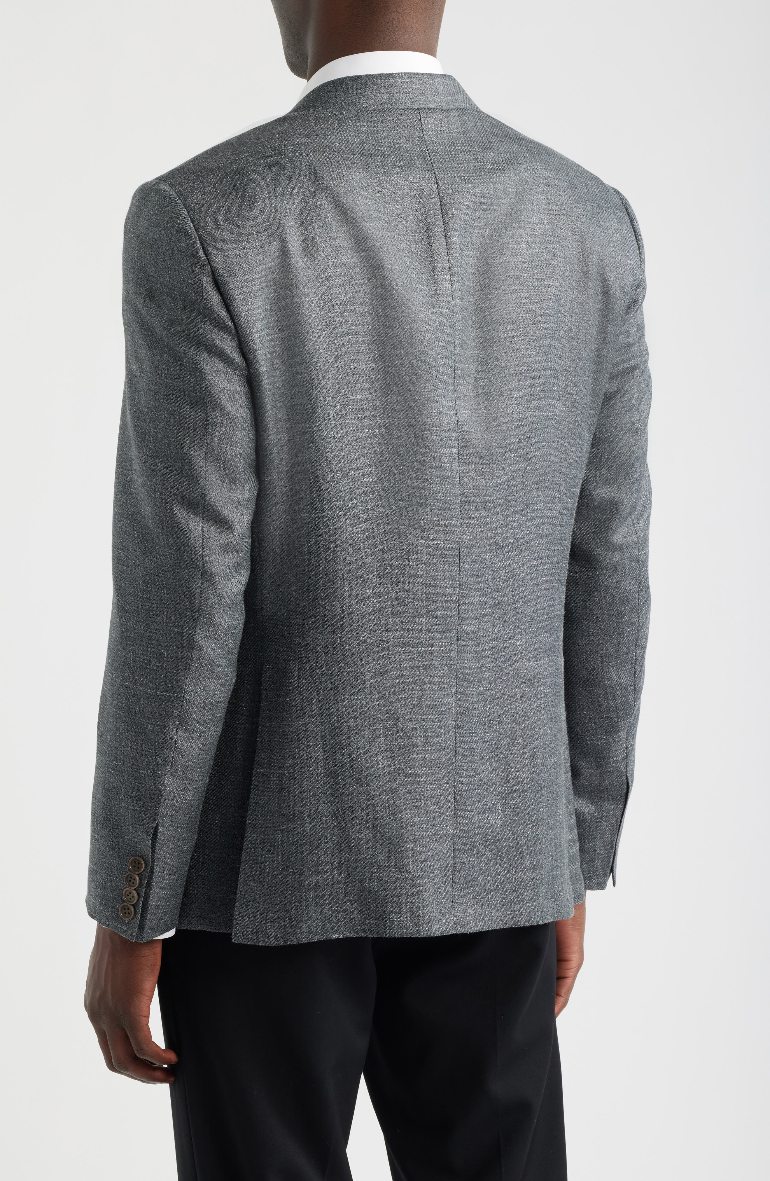 Grey Slub Wool & Silk Blend Sport Coat - image 2