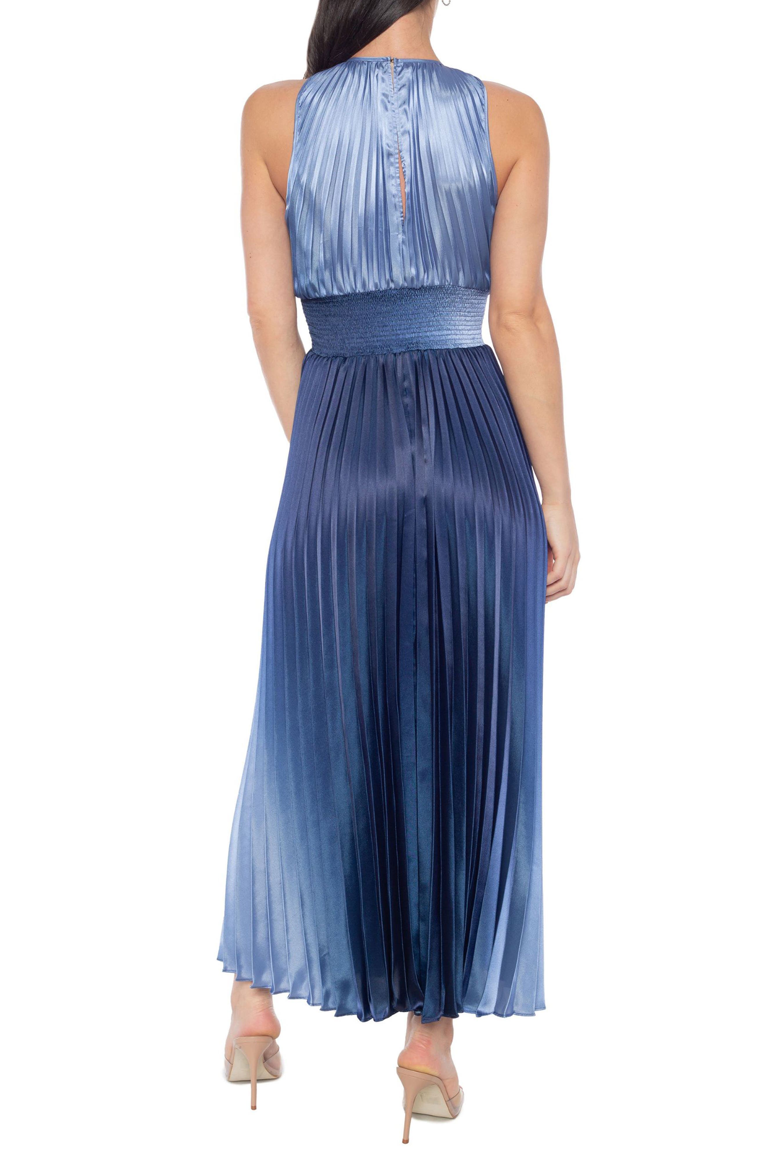 Ombre Sleeveless Pleated Satin Maxi Dress - image 2