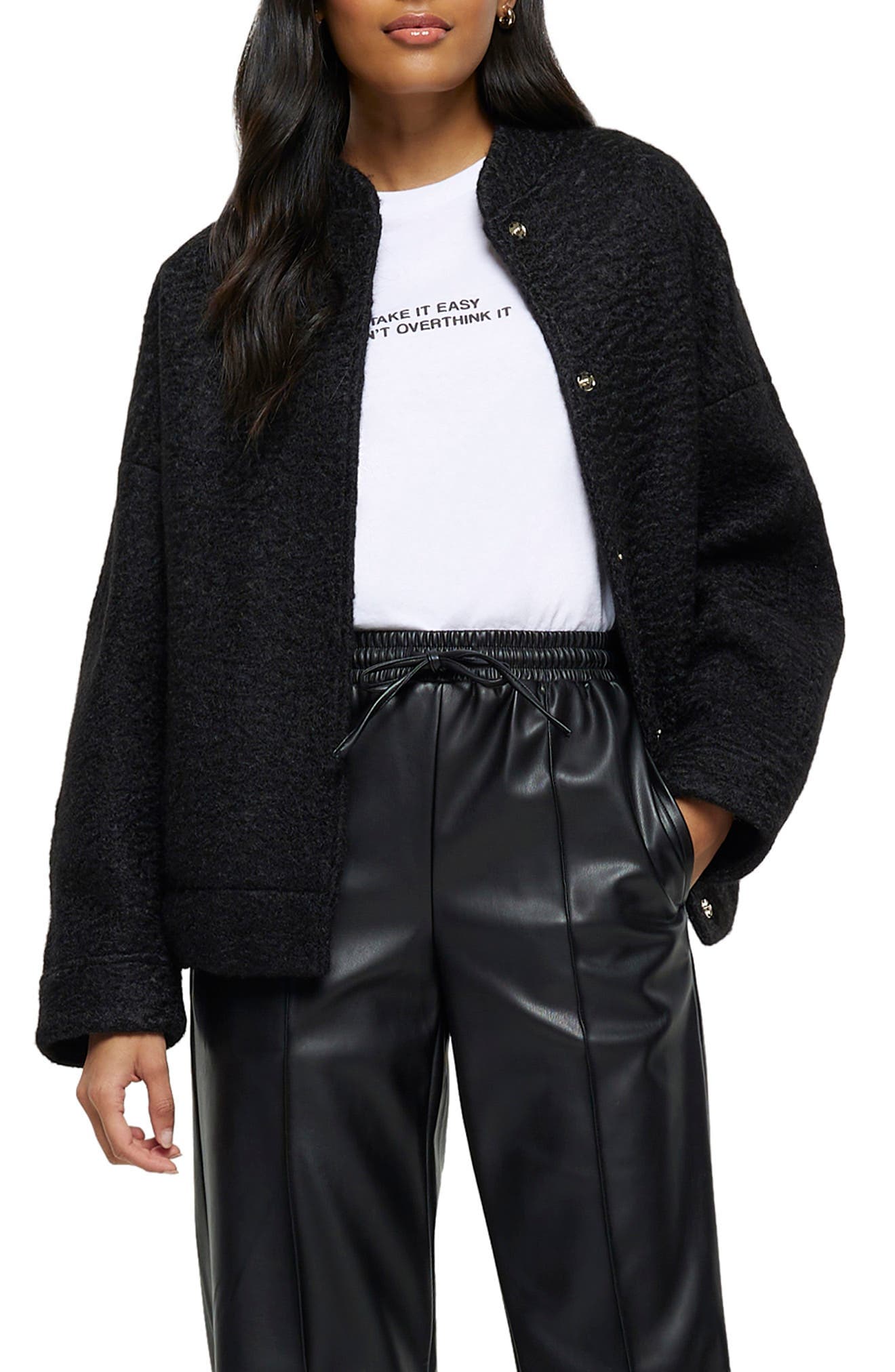Oversize Textured Bomber Jacket - image 1
