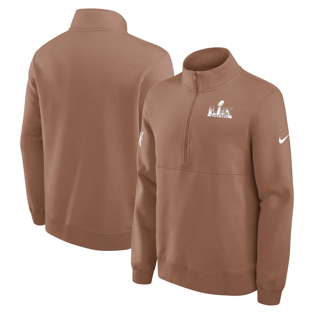Men's Nike Brown Super Bowl LX Half-Zip Pullover - image 1
