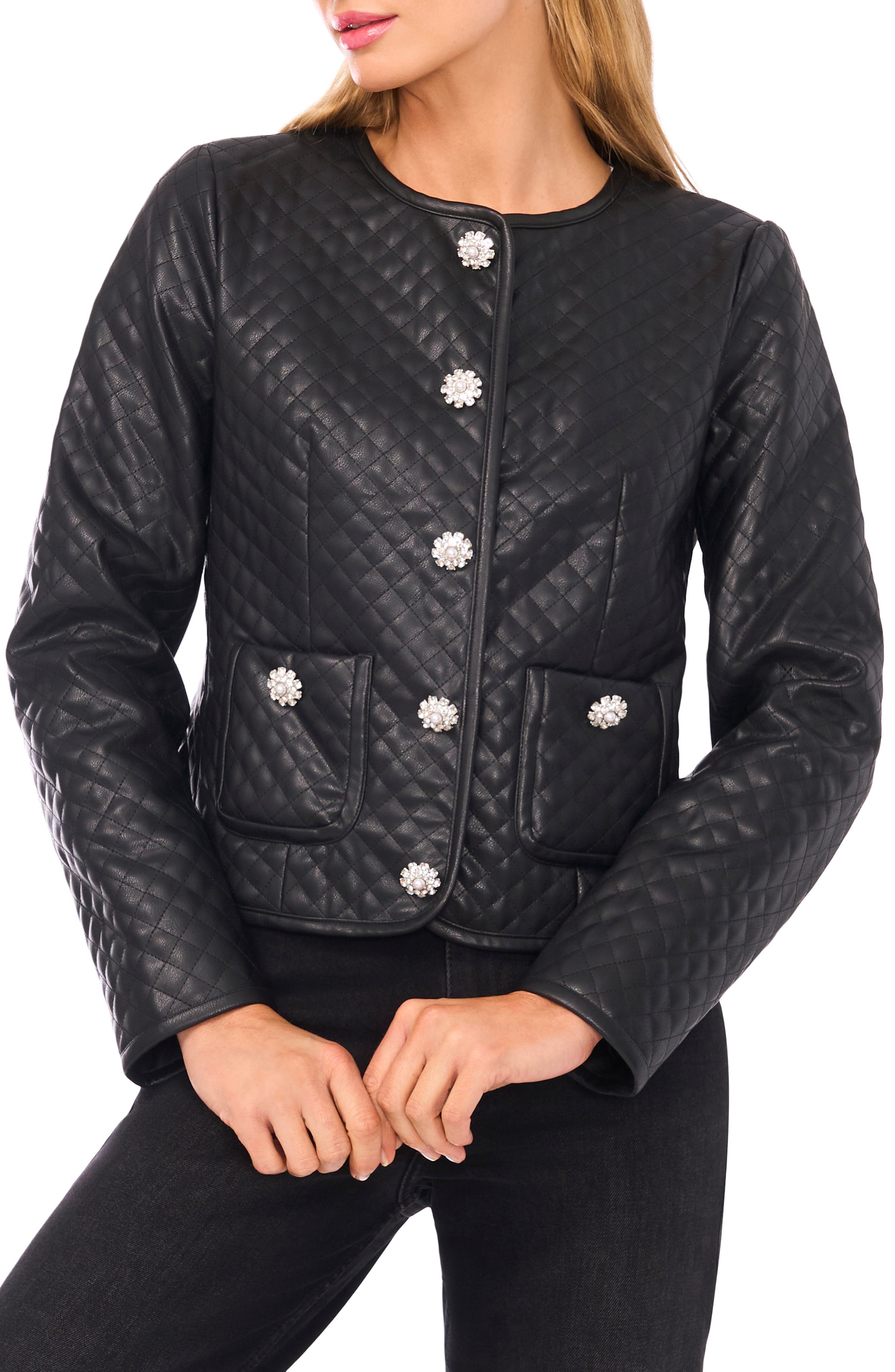 Quilted Faux Leather Jacket - image 1