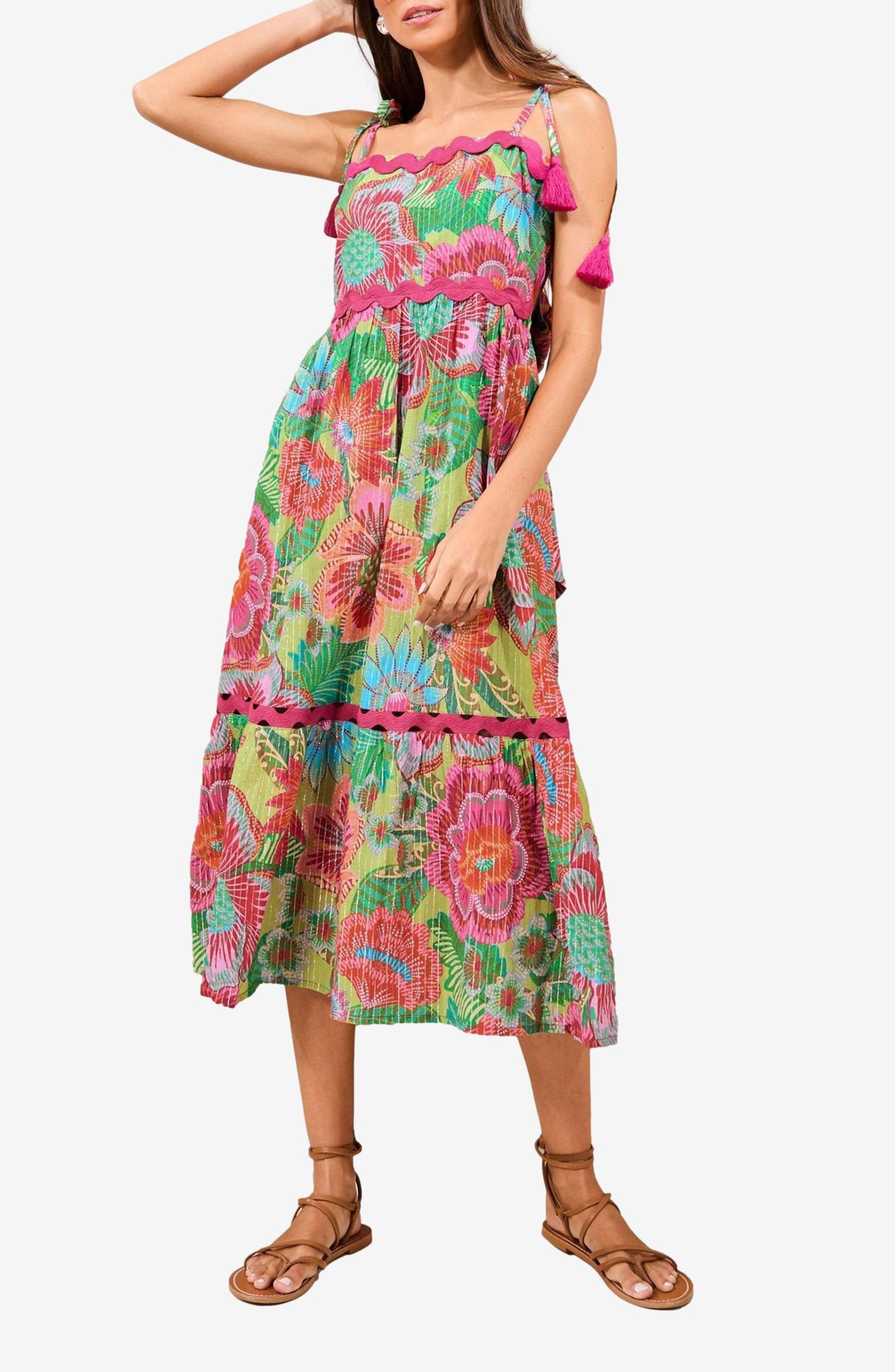 Floral Print Tie Strap Maxi Dress - image 1