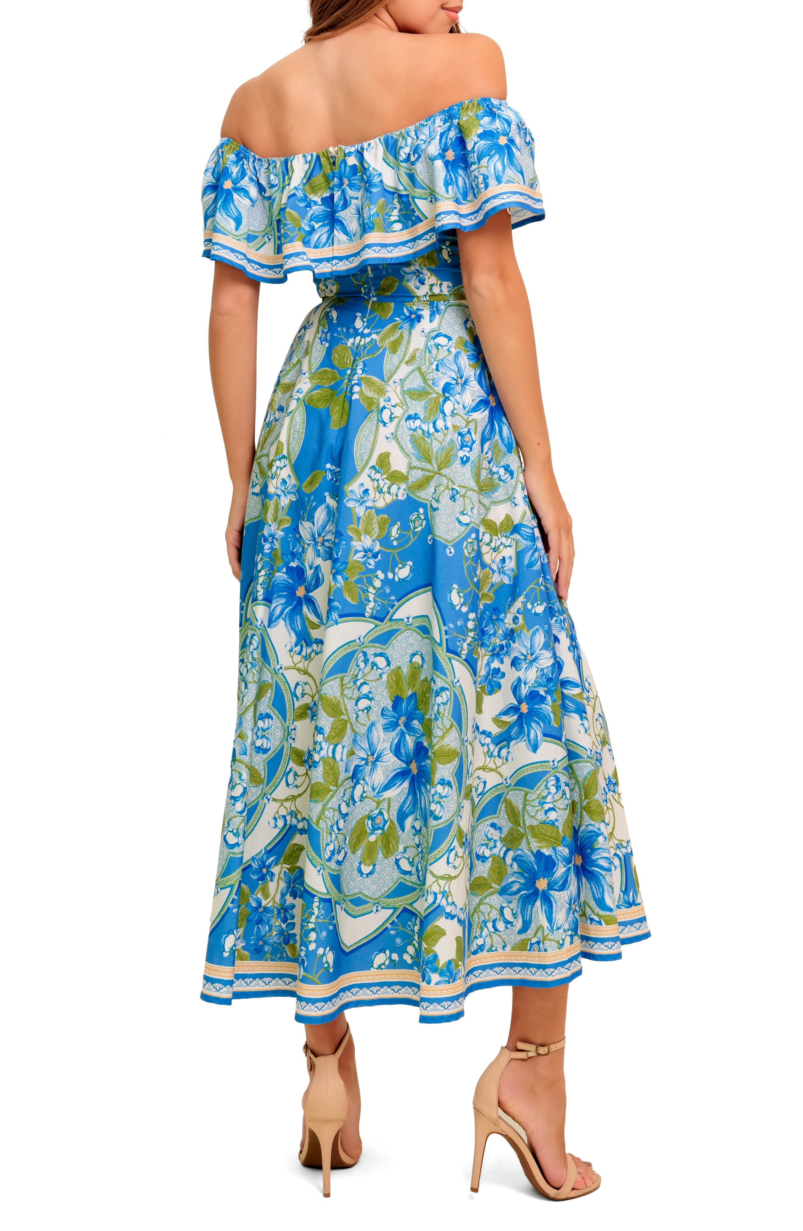 Floral Off the Shoulder Midi Dress - image 2