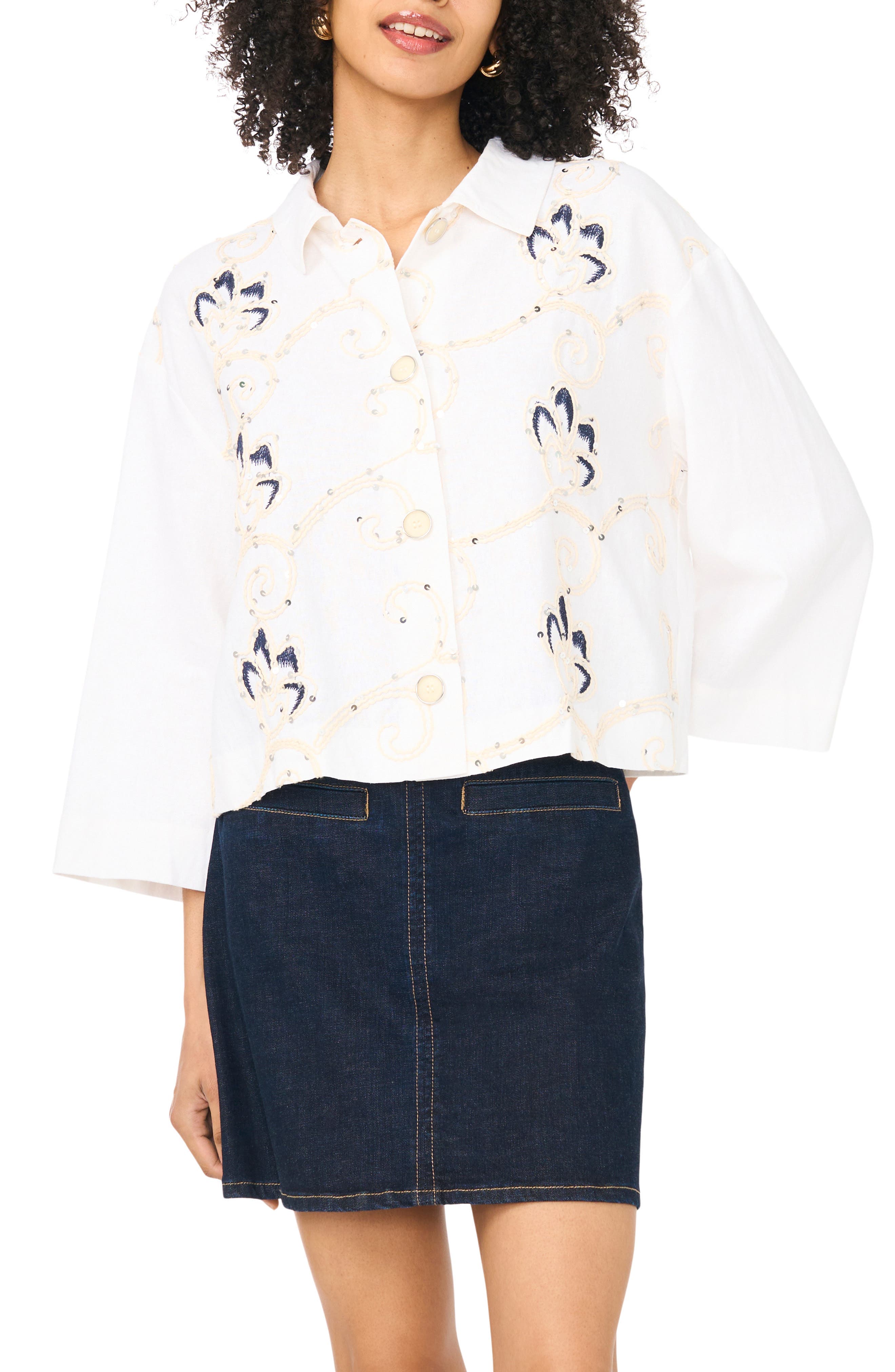 Sequin Embroidered Shirt - image 1