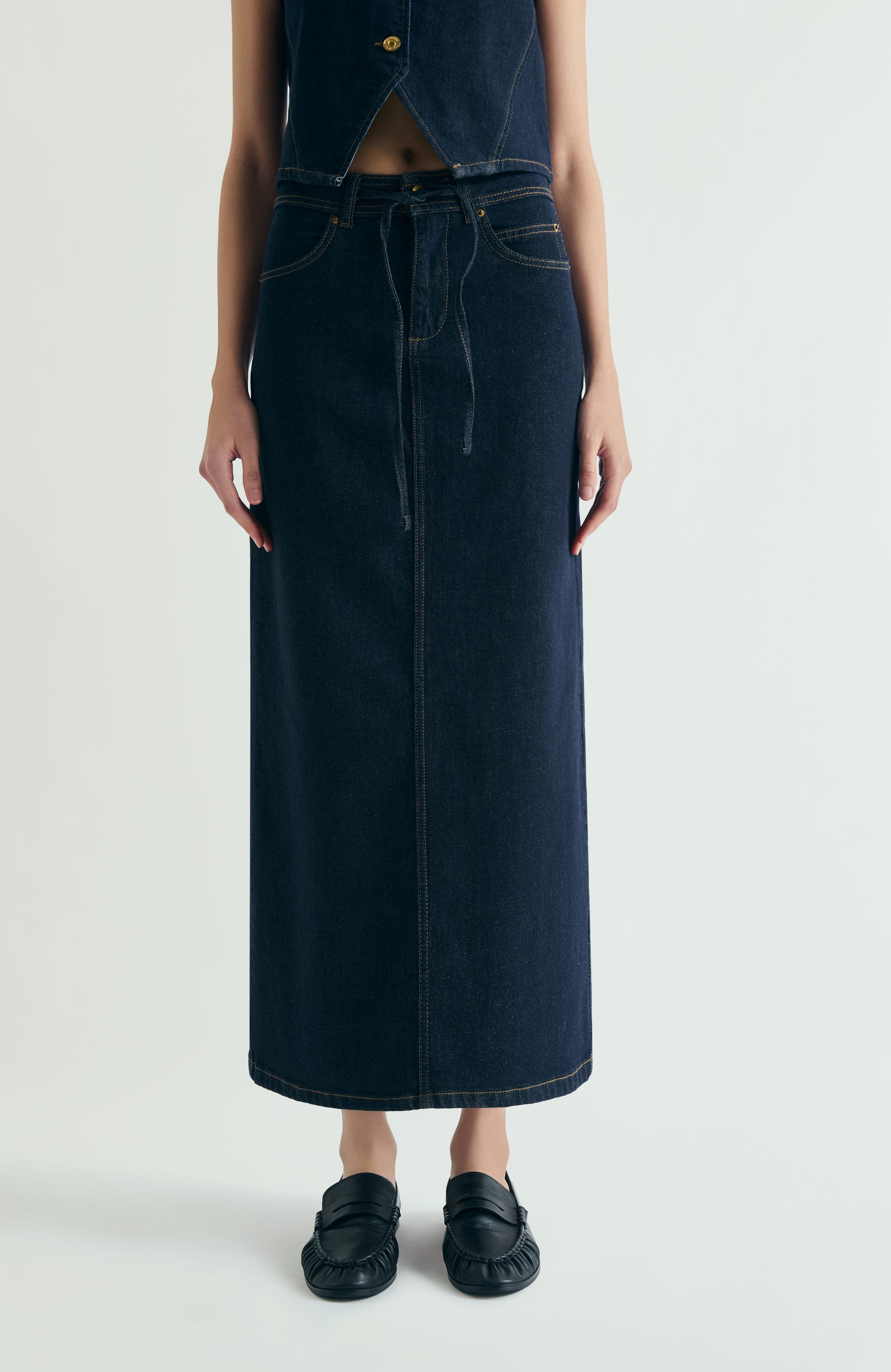 Denim Midi Skirt - image 1