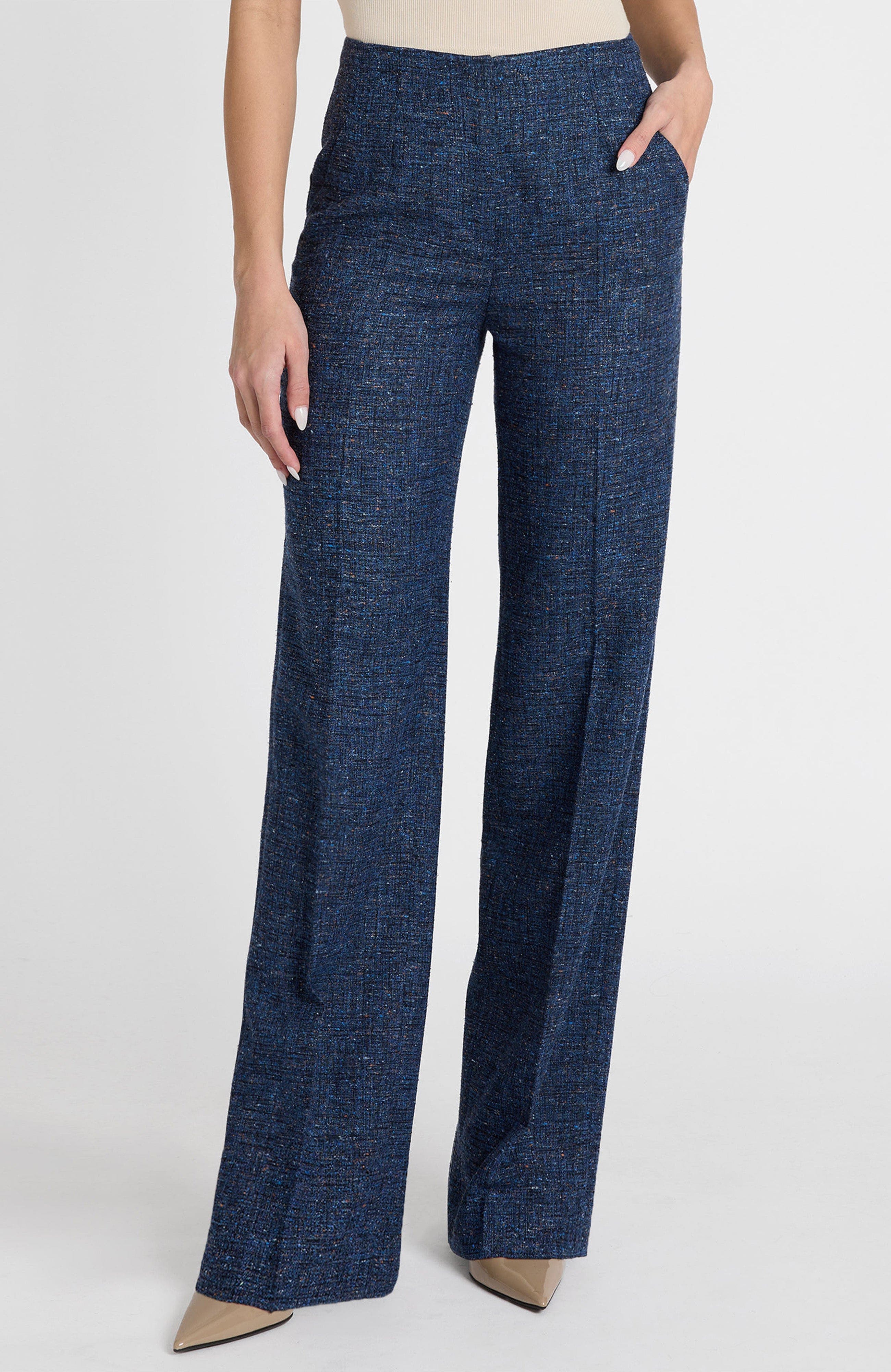 Della Straight Leg Pants in Modern Donegal Fabric - image 1