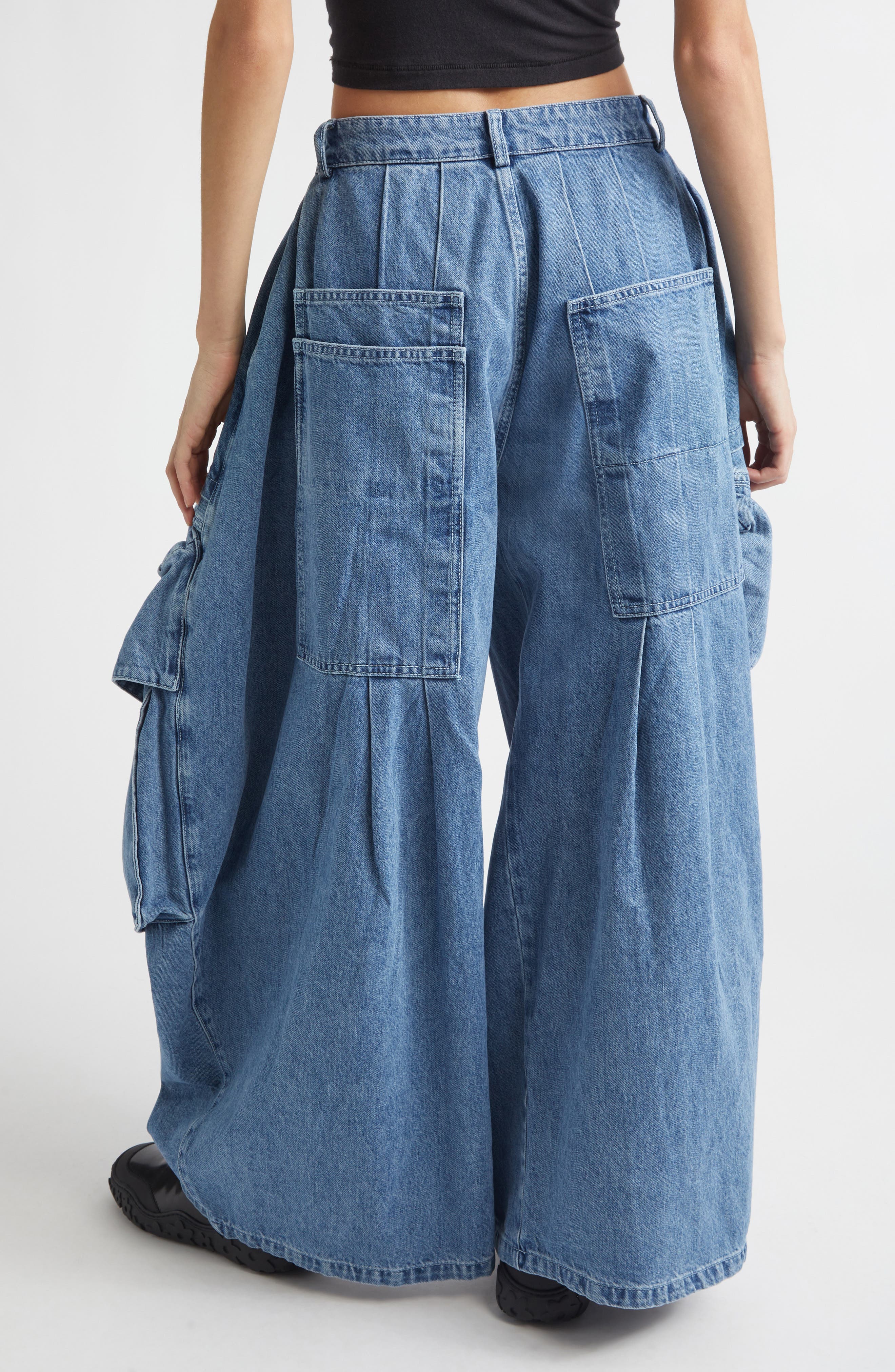 Hazel Skirt Panel Oversize Denim Cargo Pants - image 4
