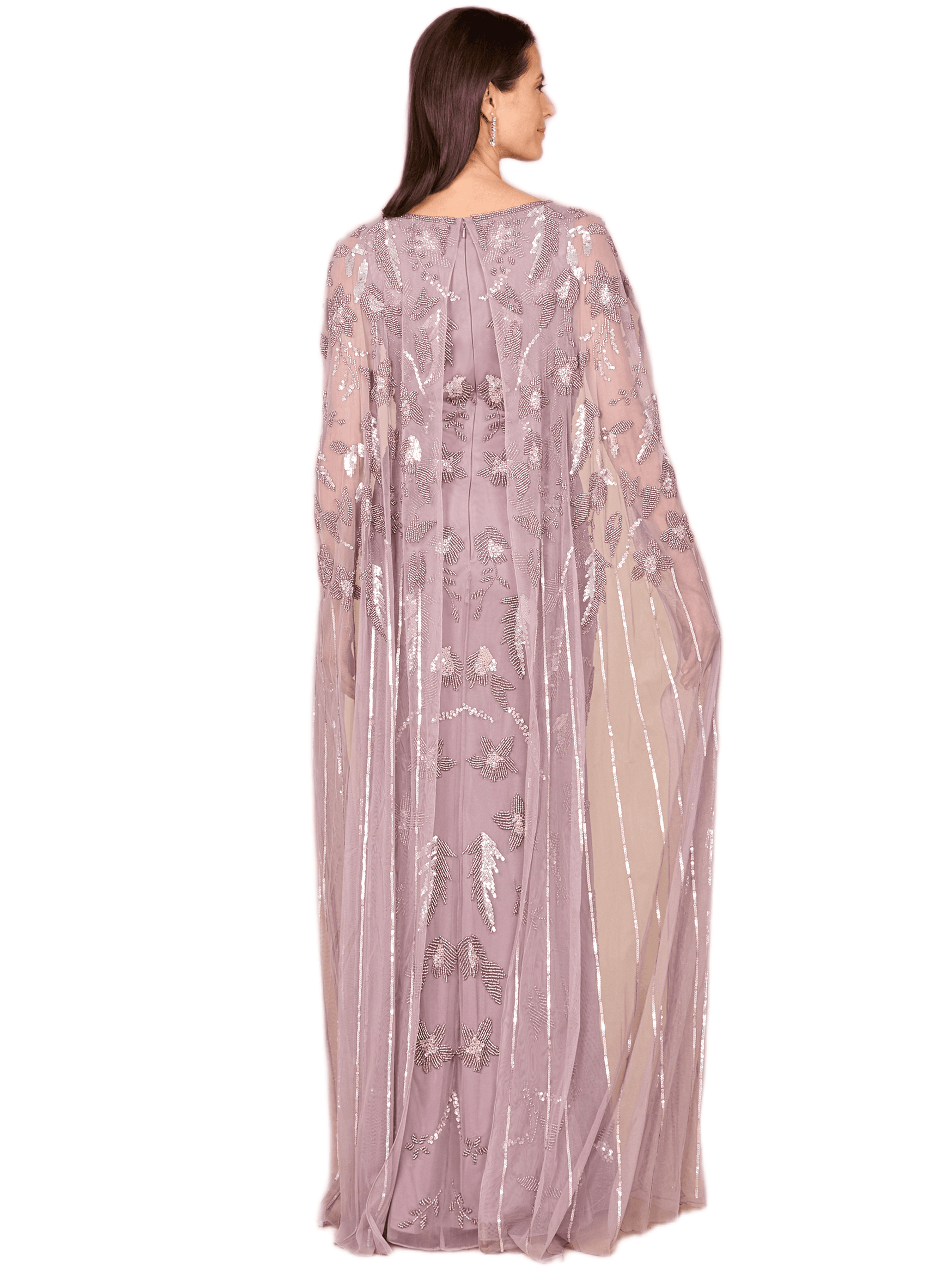 Beaded Sheath Dress with Long Cape - image 4