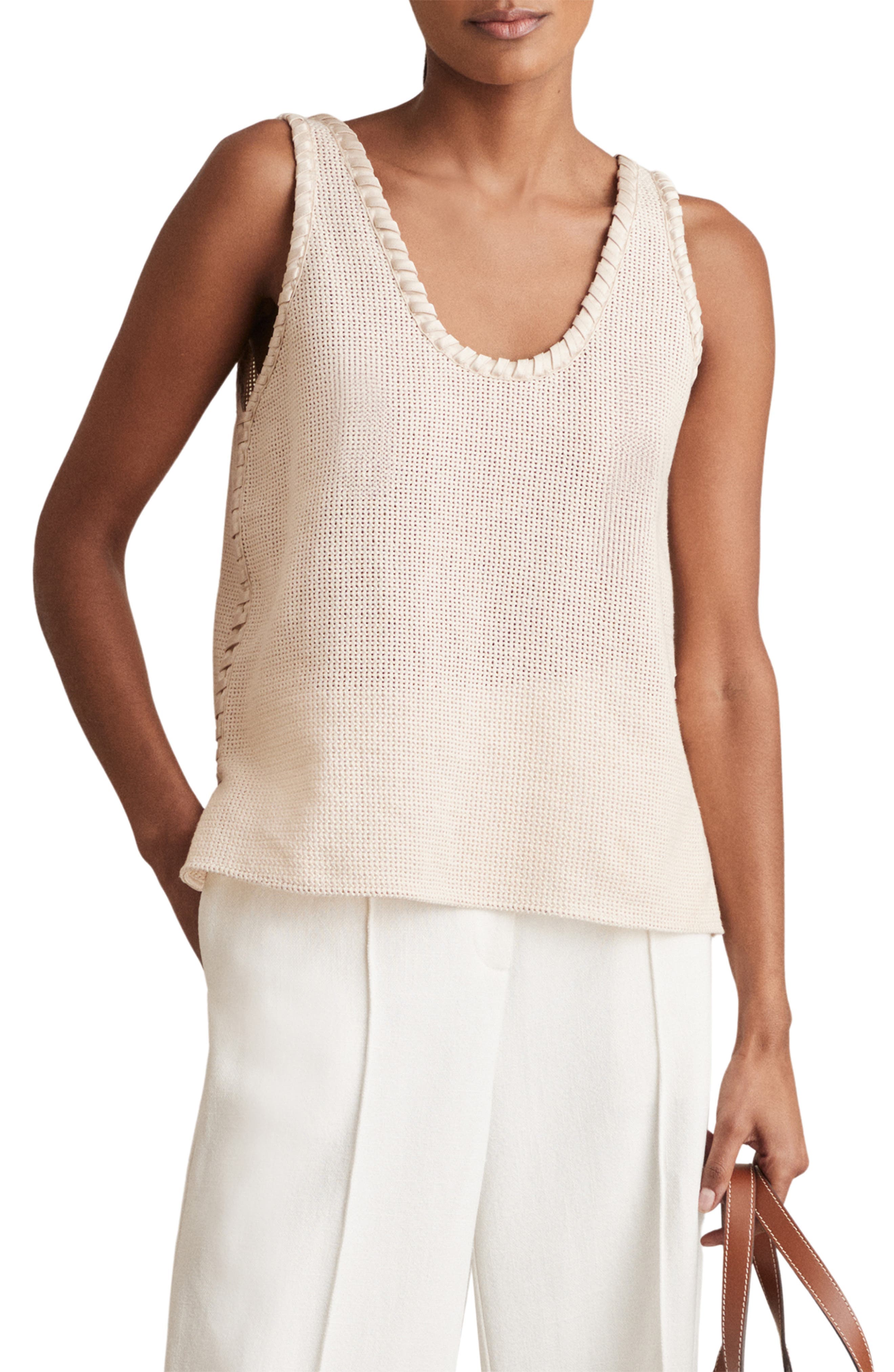 Carla Whipstitch Trim Open Stitch Tank - image 1