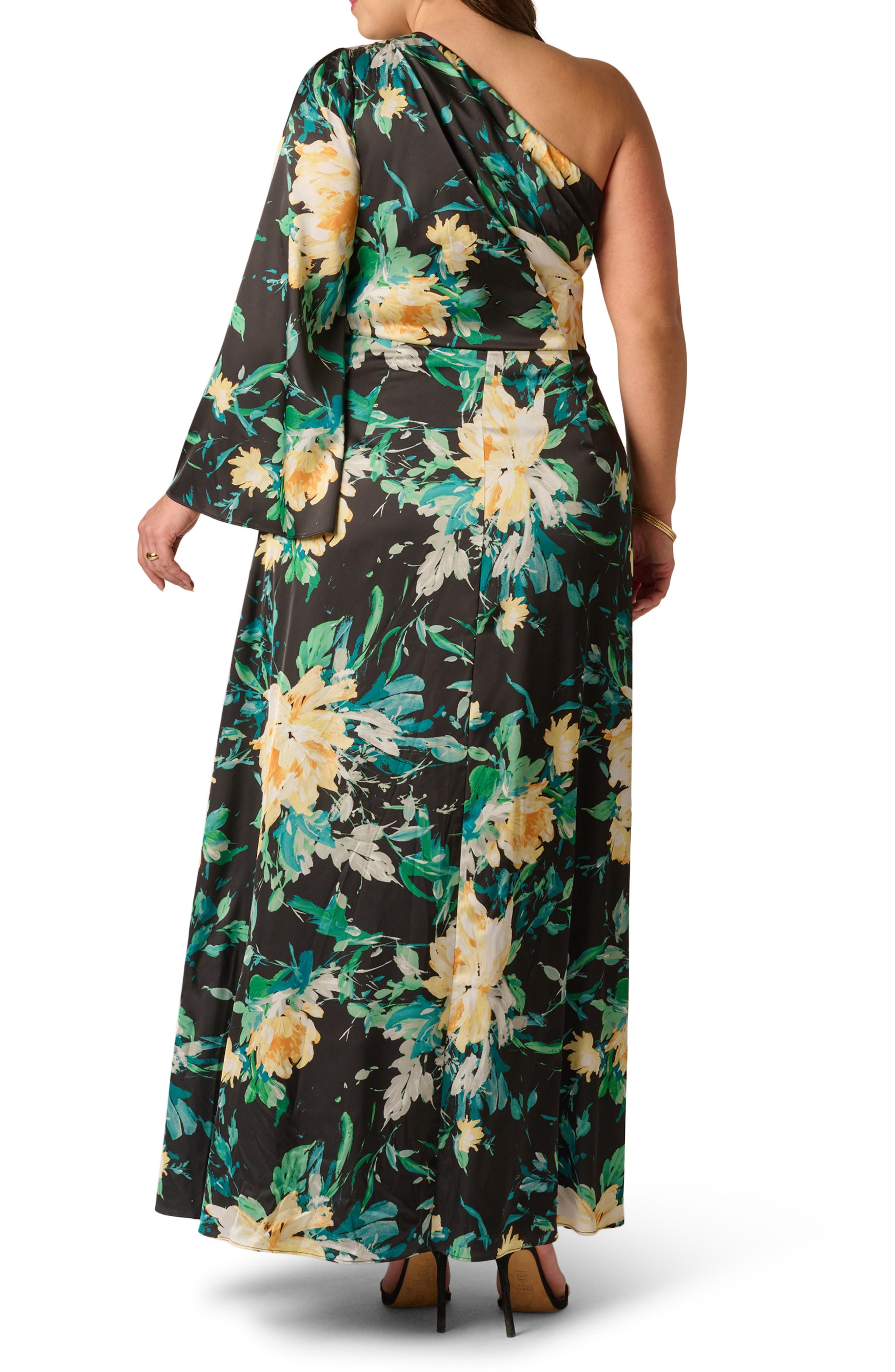 Floral Print One-Shoulder Gown - image 2