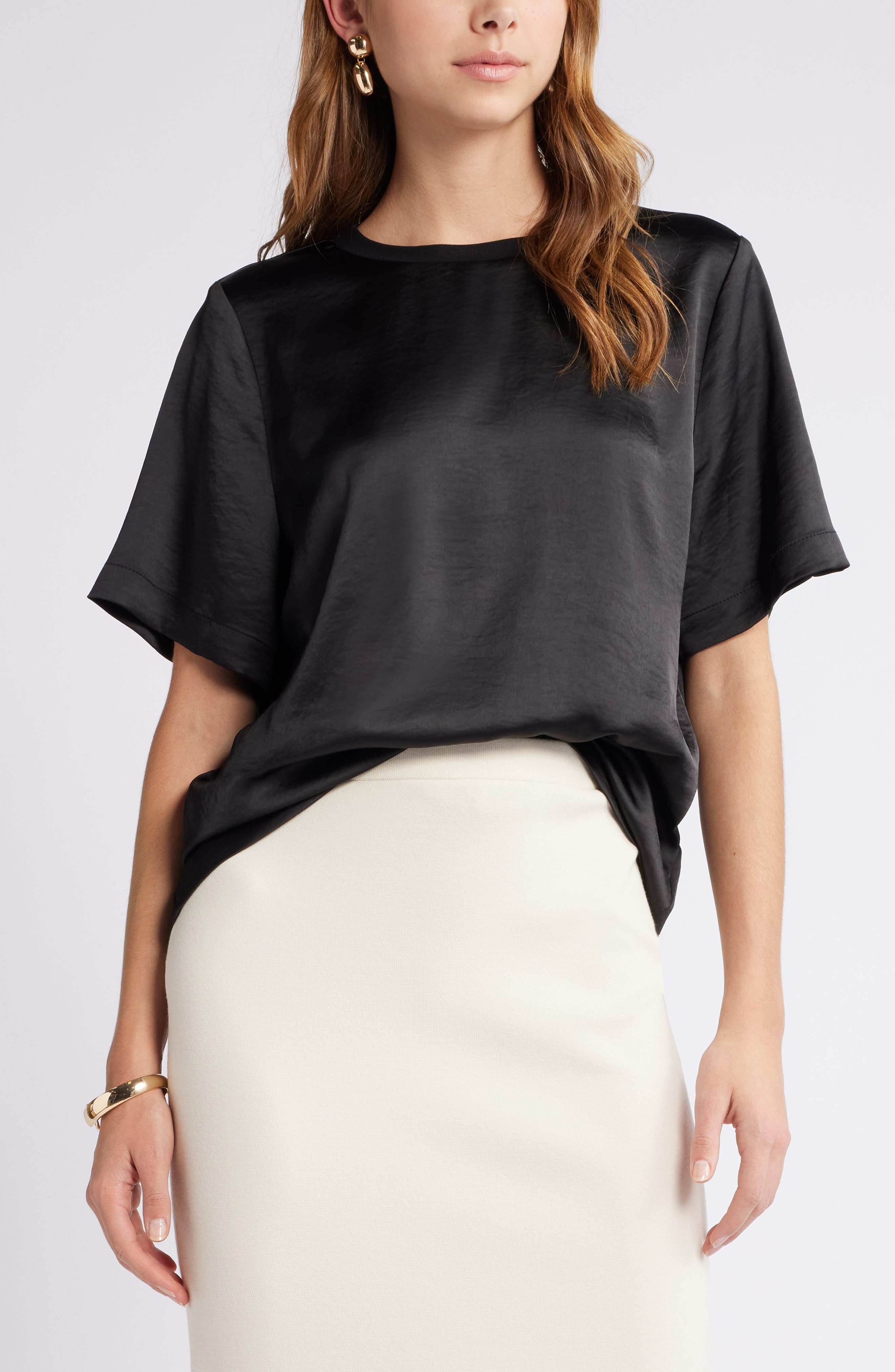 Crewneck Satin T-Shirt - image 1