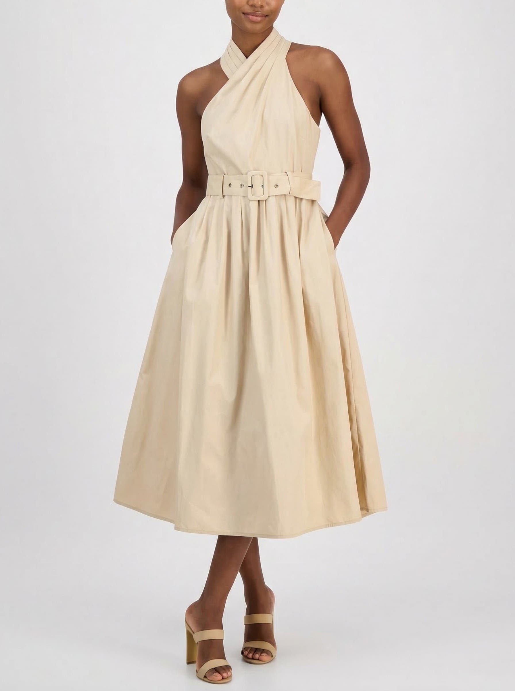 Tory Twist Neck Belted Midi Dress - image 1
