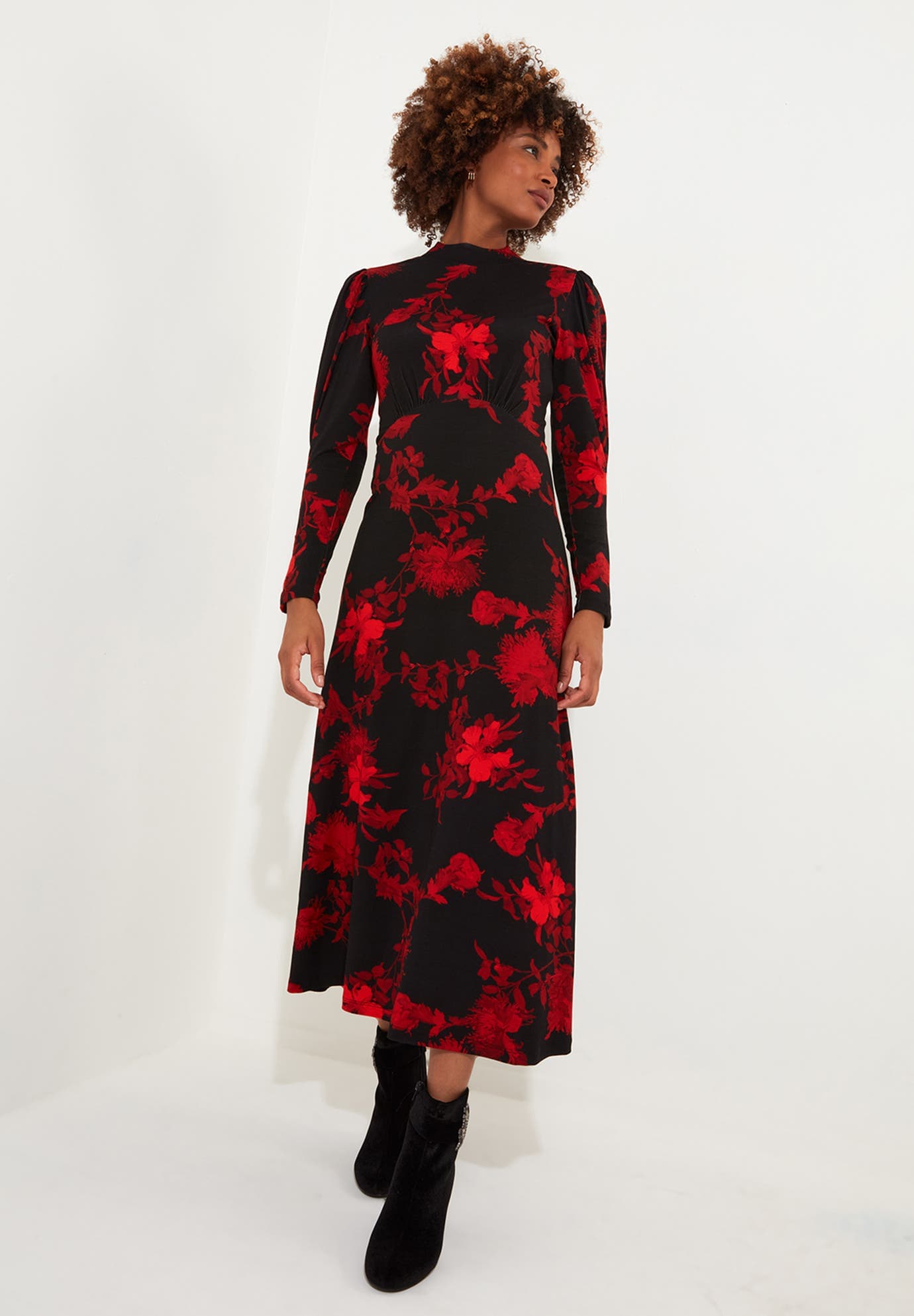 Stretch Knit Mockneck Maxi Dress - image 1