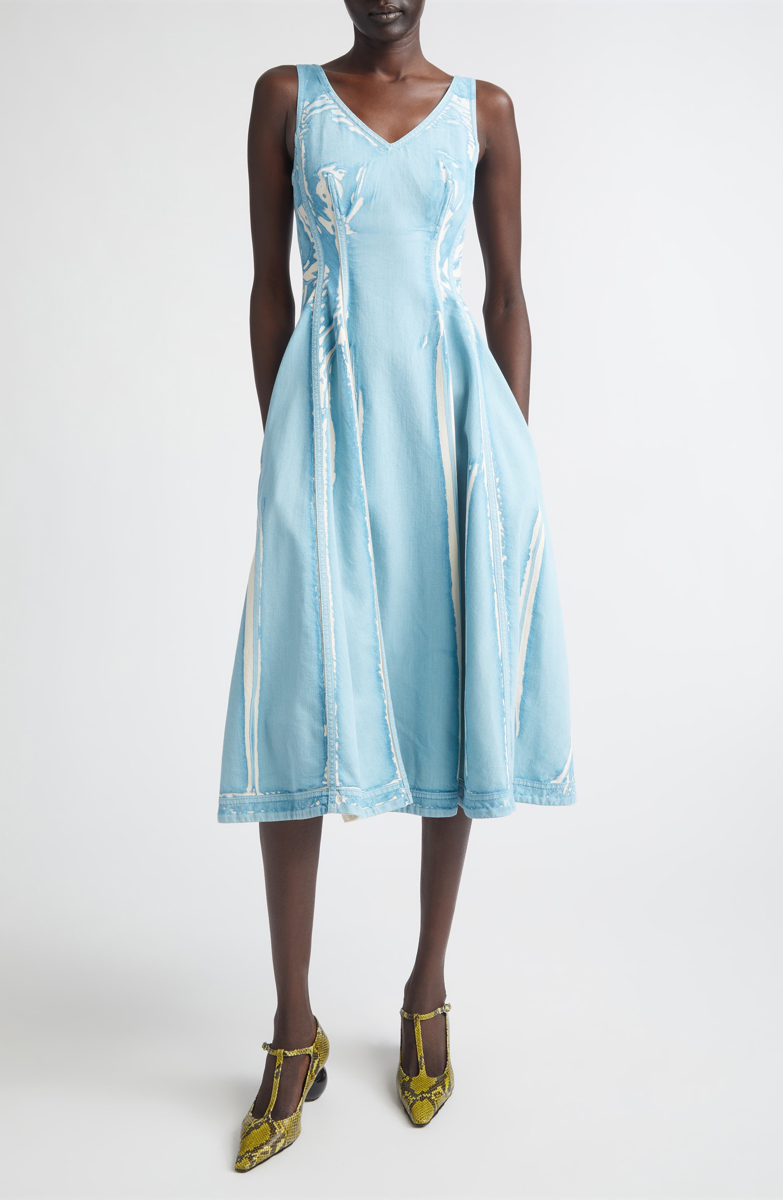 Screenprinted Denim Midi Dress - image 1