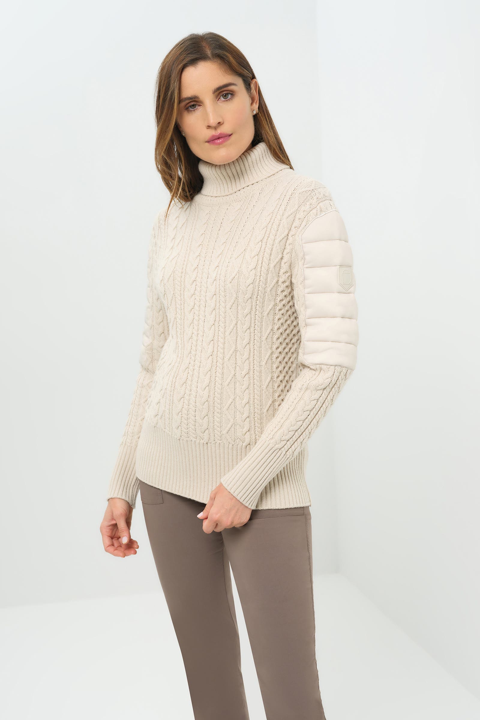 Eloisa Cableknit and Nylon Padded Sweater - image 1