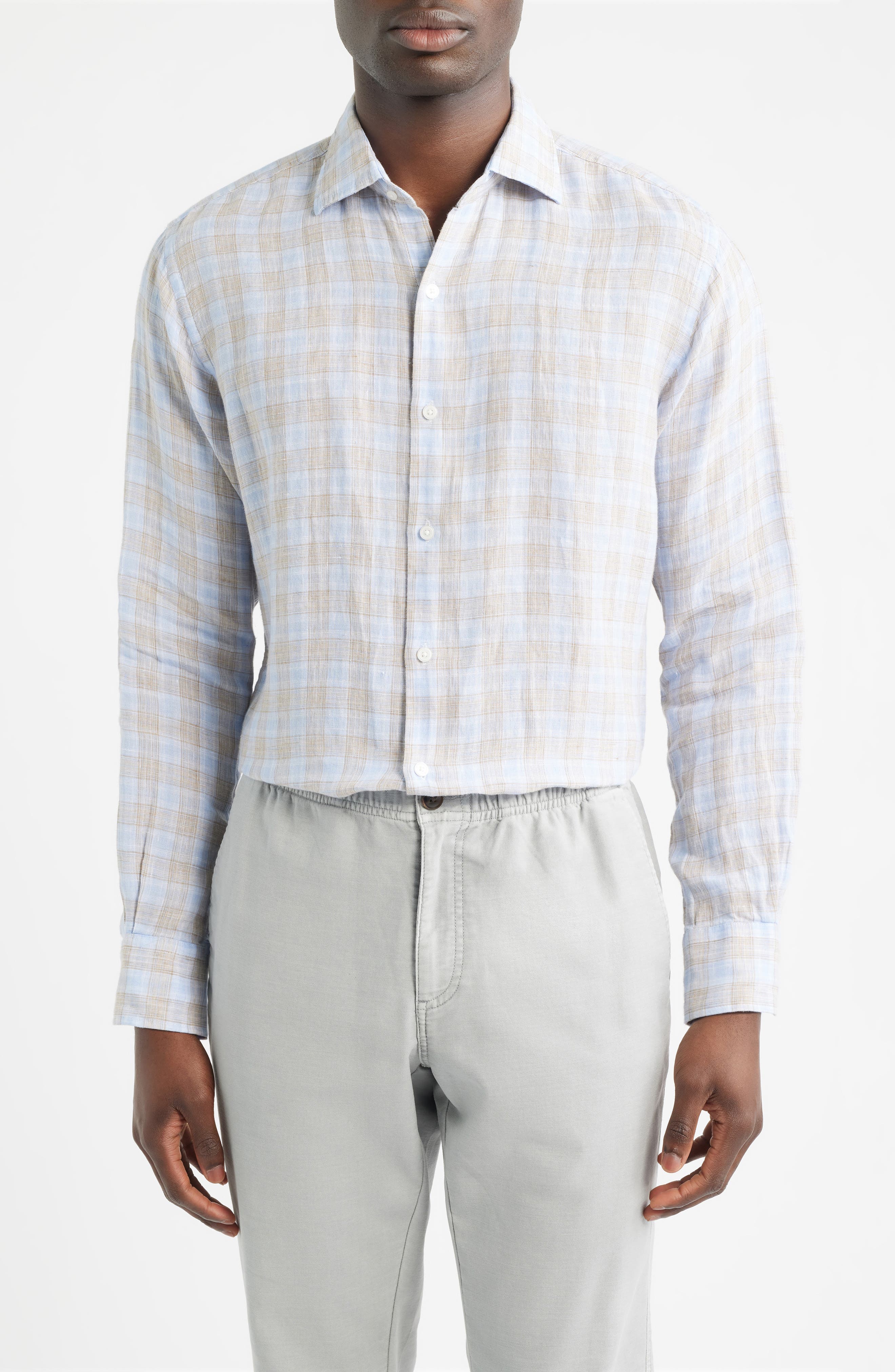 Milo Check Linen Button-Up Shirt - image 1