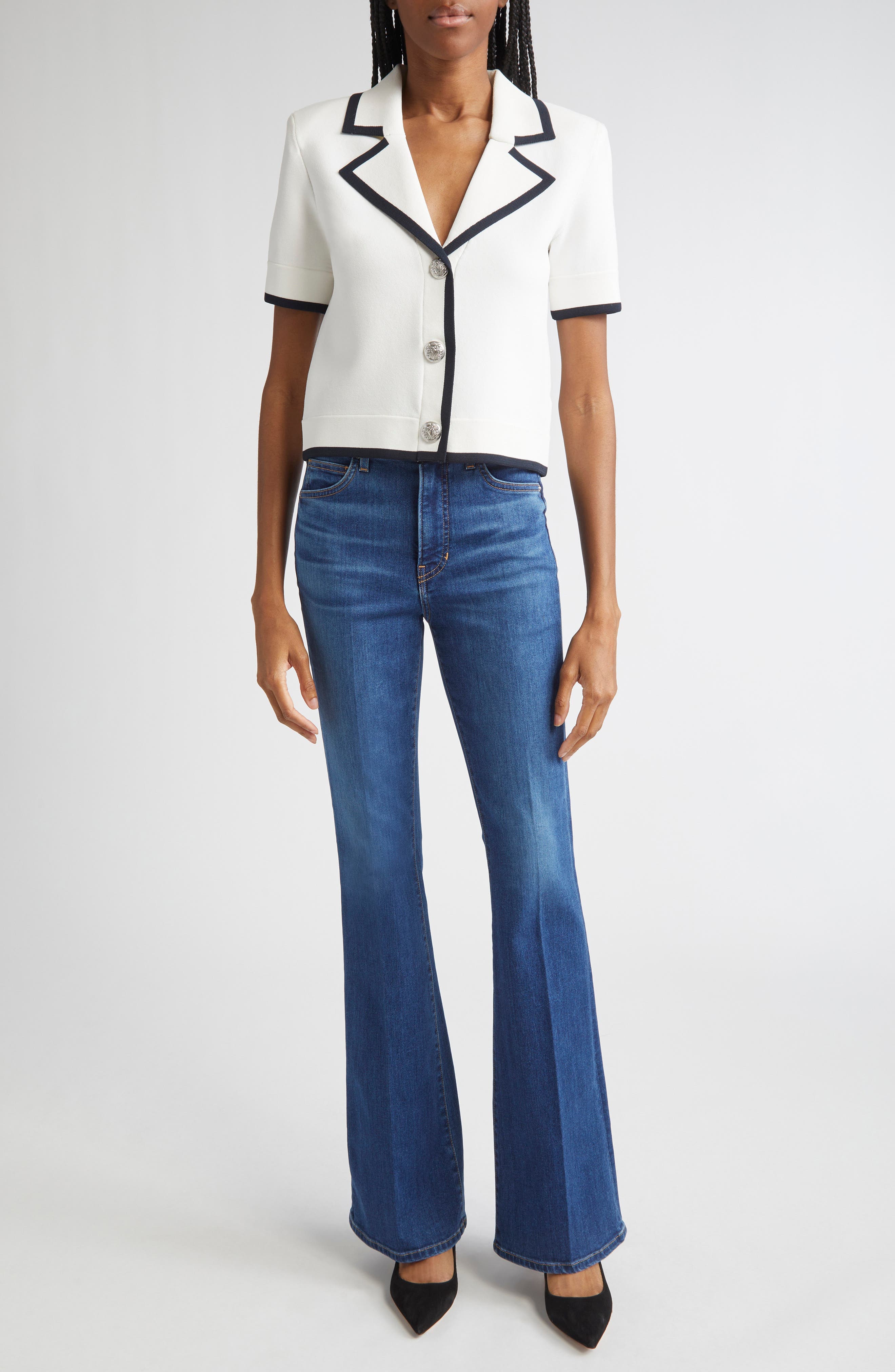 Stovall Contrast Detail Crop Knit Jacket - image 2