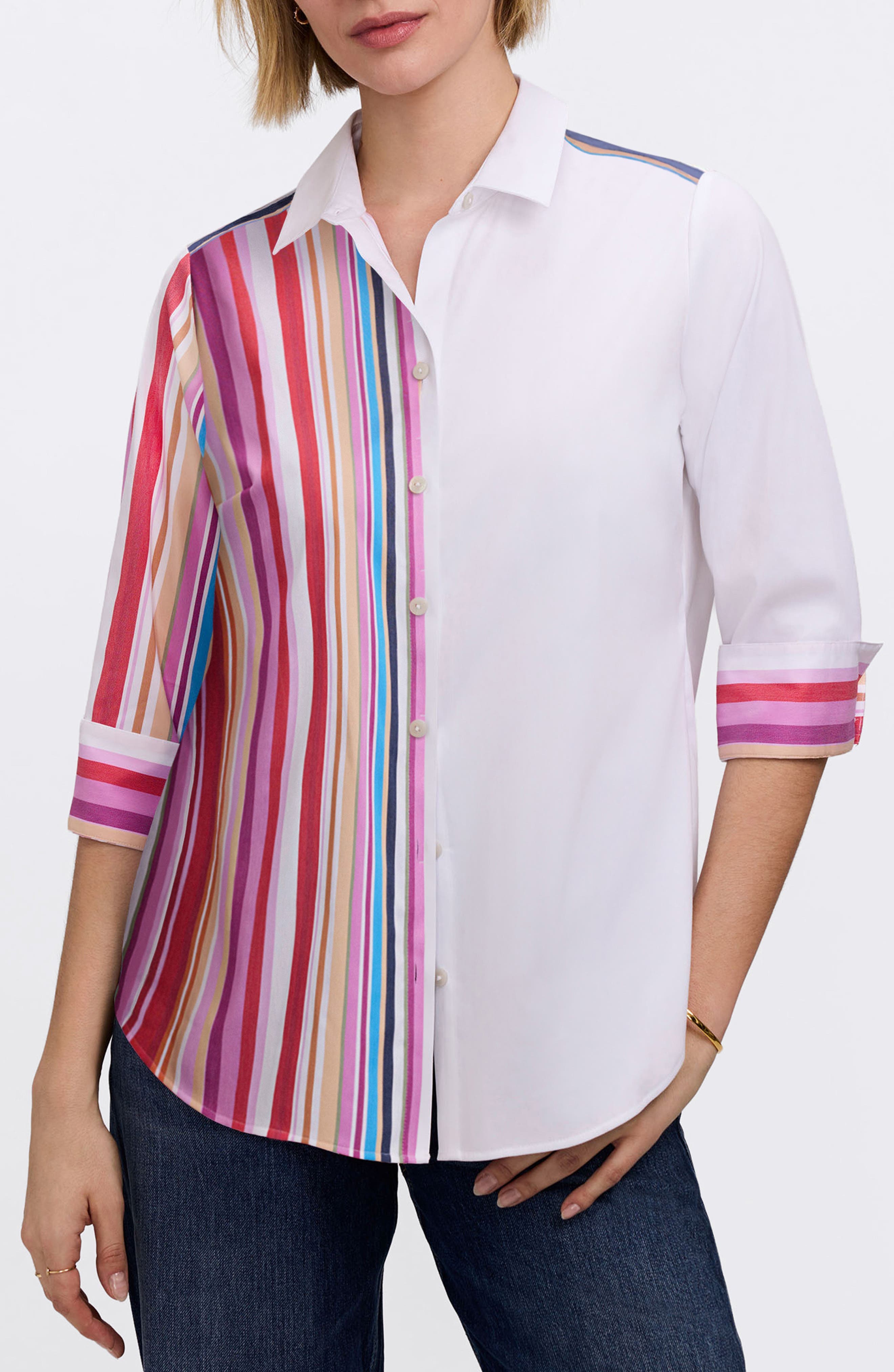 Charlie Colorful Mixed Stripe Button-Up Shirt - image 1
