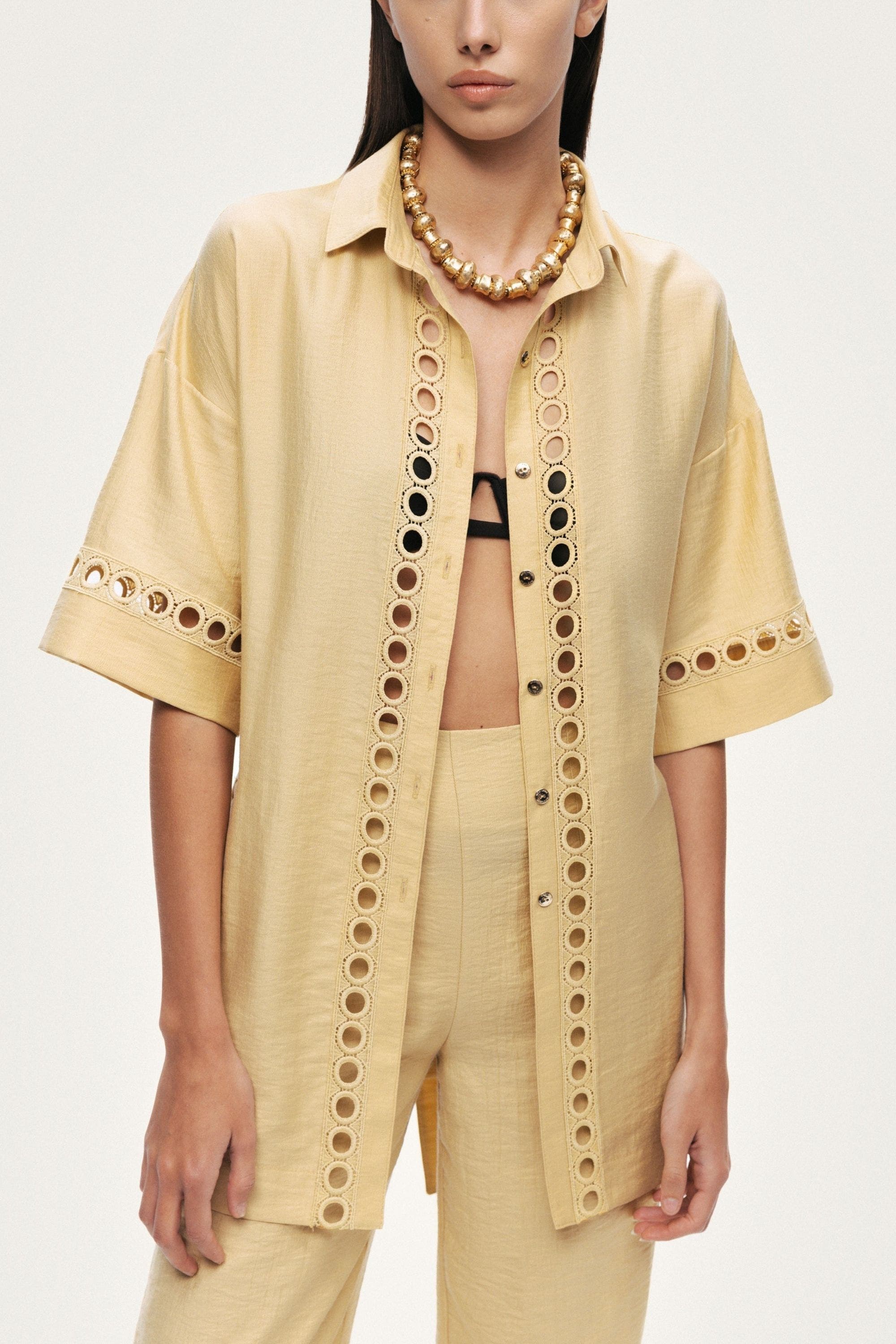 Belted Eyelet Detail Short-Sleeve Jacket - image 2