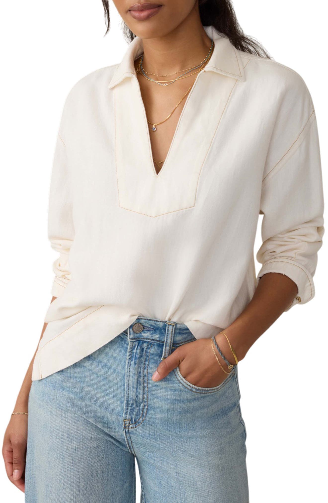 Sail Away Organic Cotton & Linen Denim Top - image 1