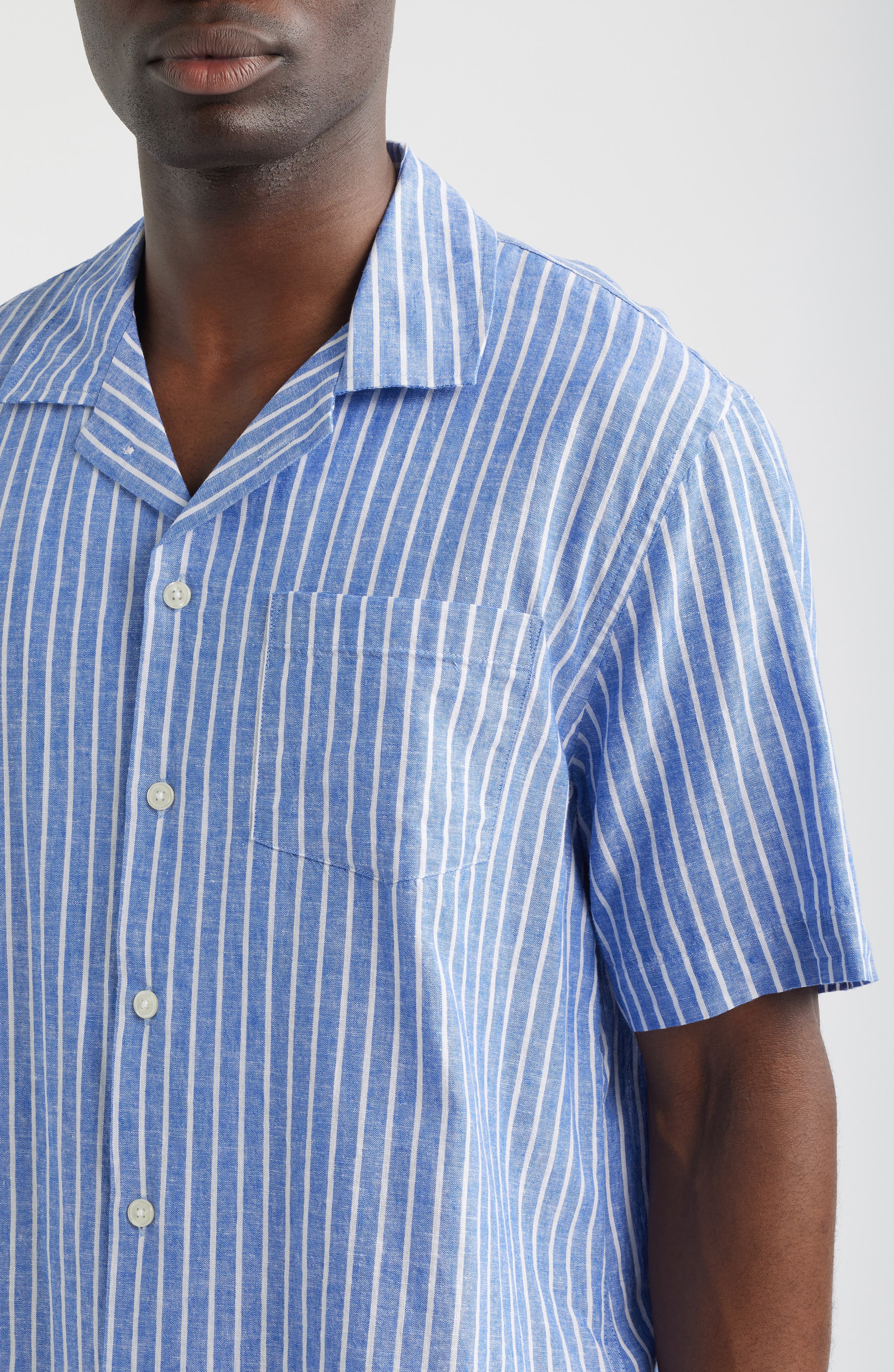 Stripe Linen & Cotton Camp Shirt - image 2
