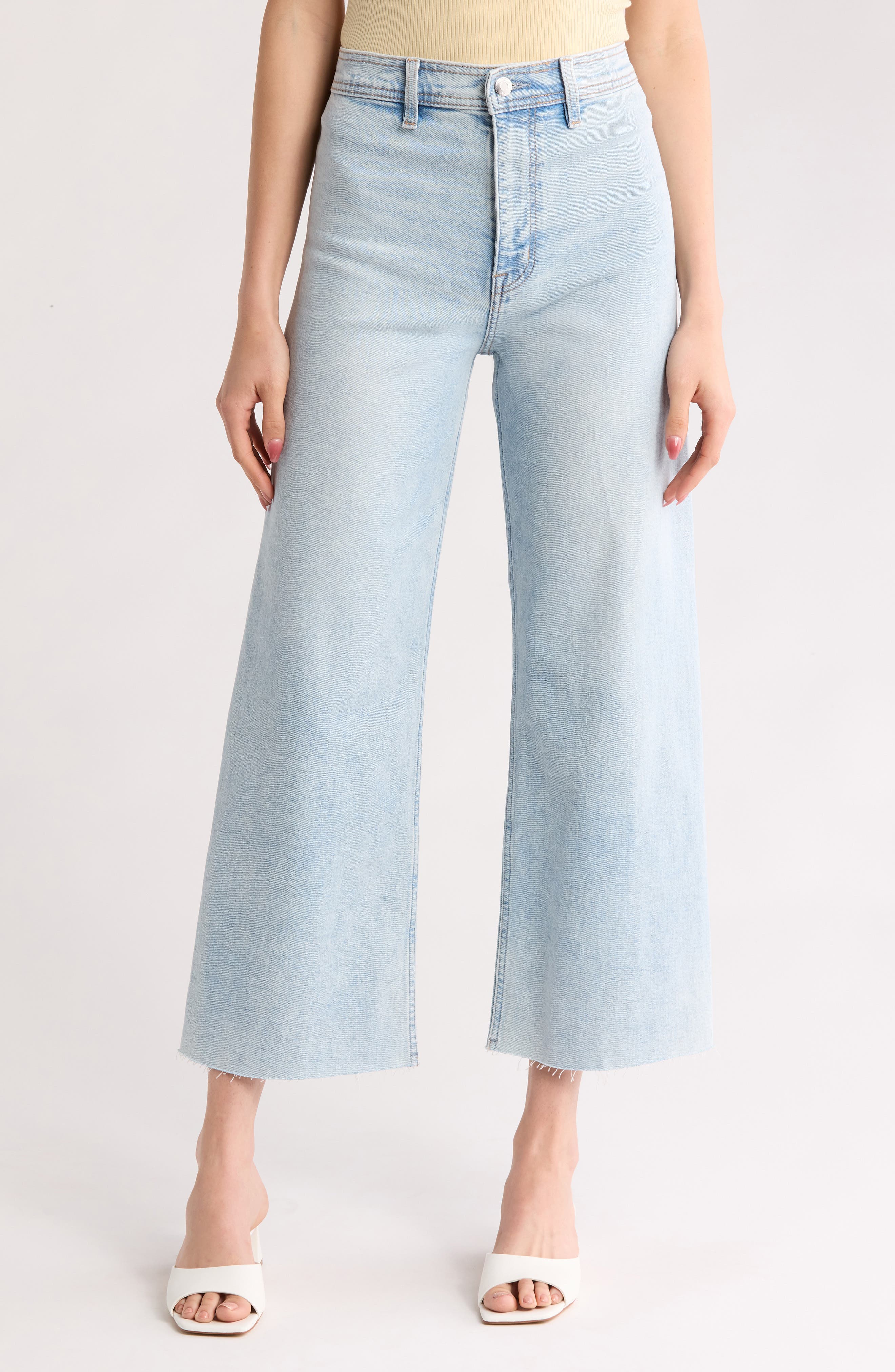 Penny Raw Hem High Waist Ankle Wide Leg Jeans - image 1