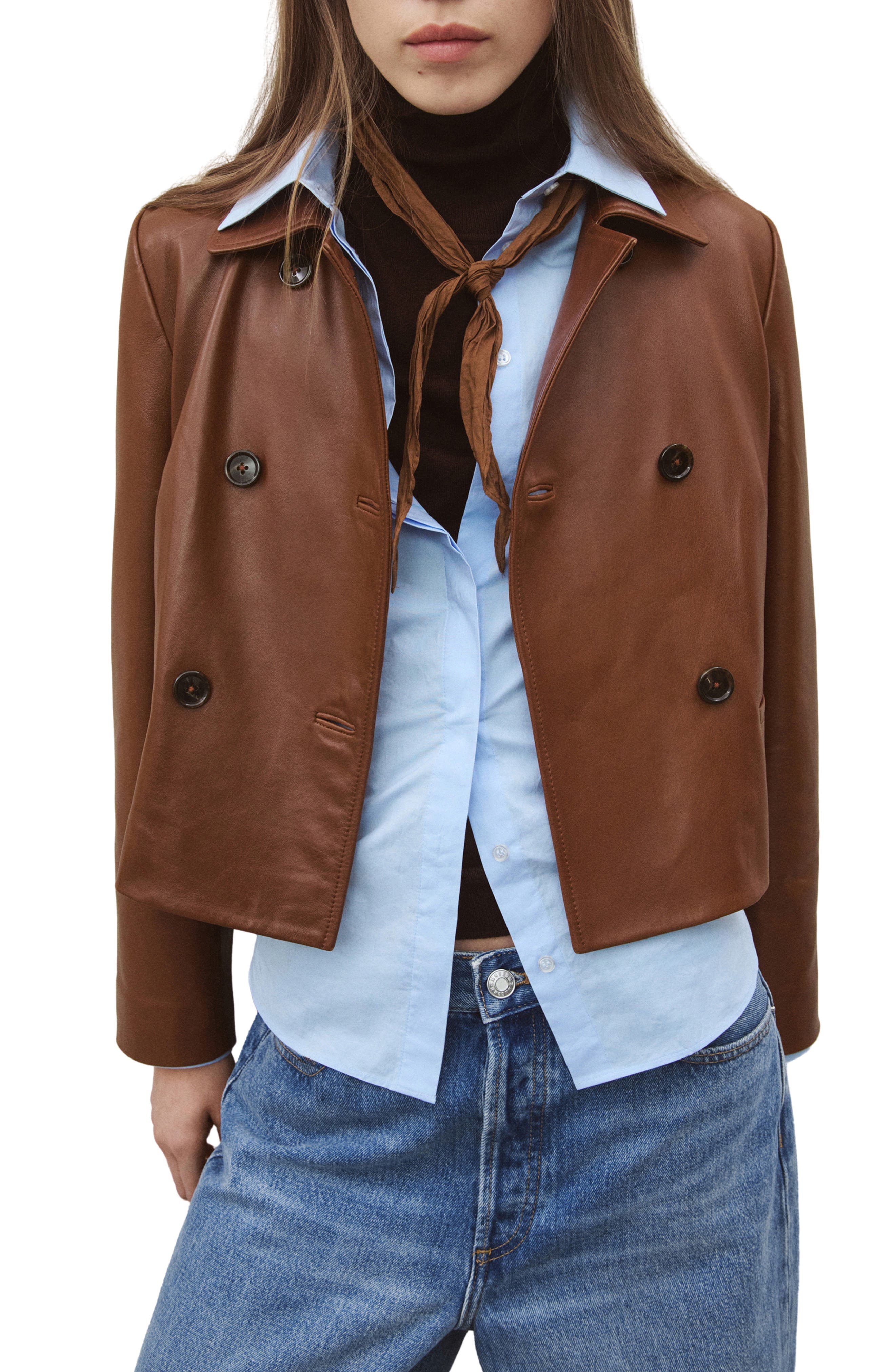 Double Breasted Leather Jacket - image 1