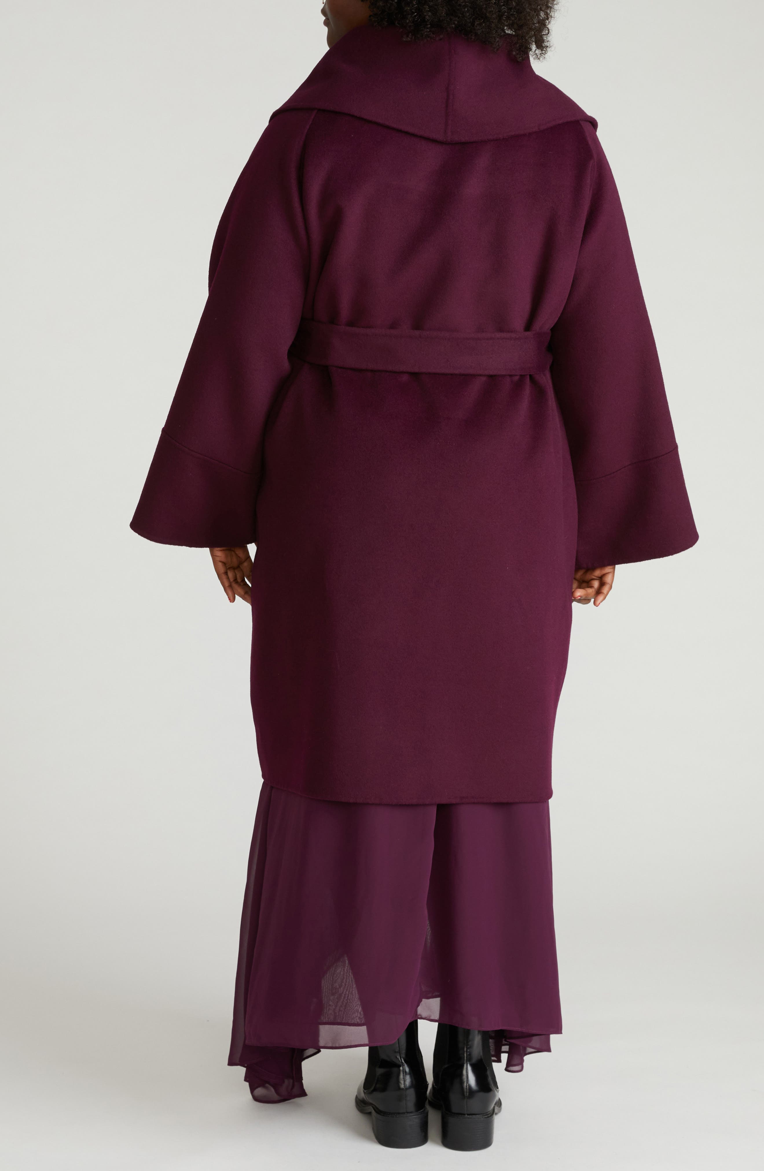 Asha Roll Collar Wool Blend Wrap Coat - image 4