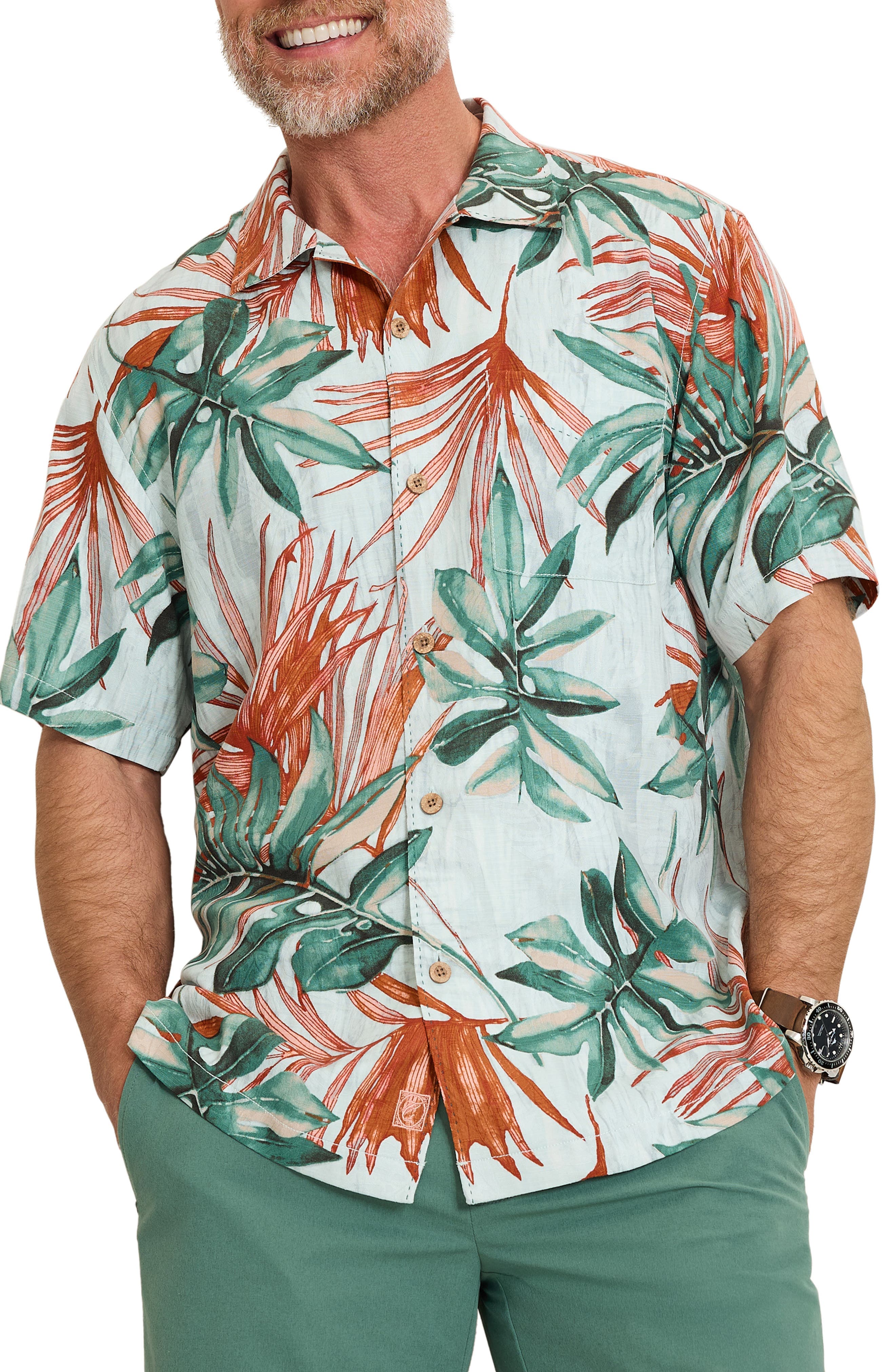 Tidal Fronds Silk Camp Shirt - image 1