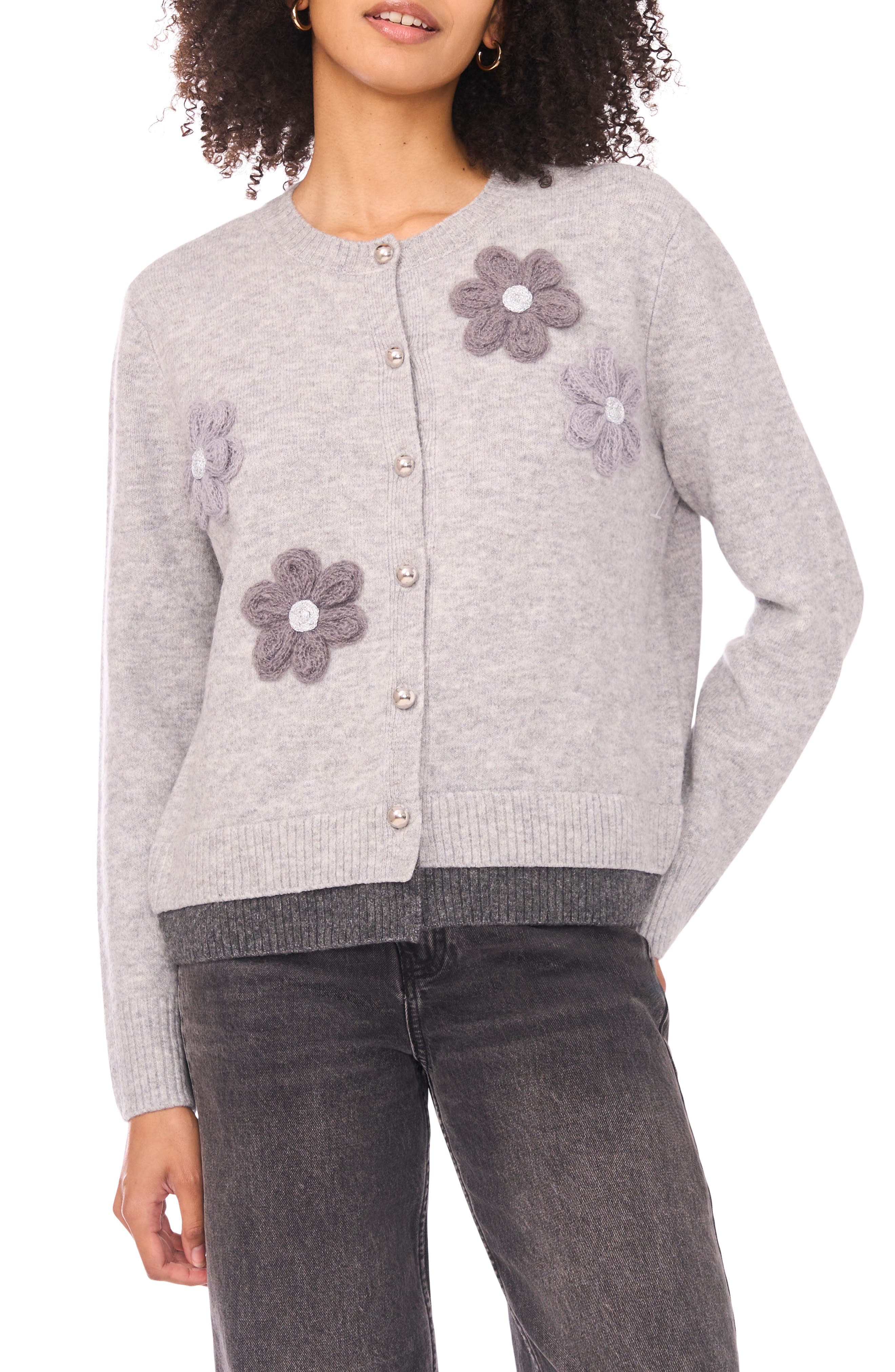Floral Embellished Layered Hem Cardigan - image 1