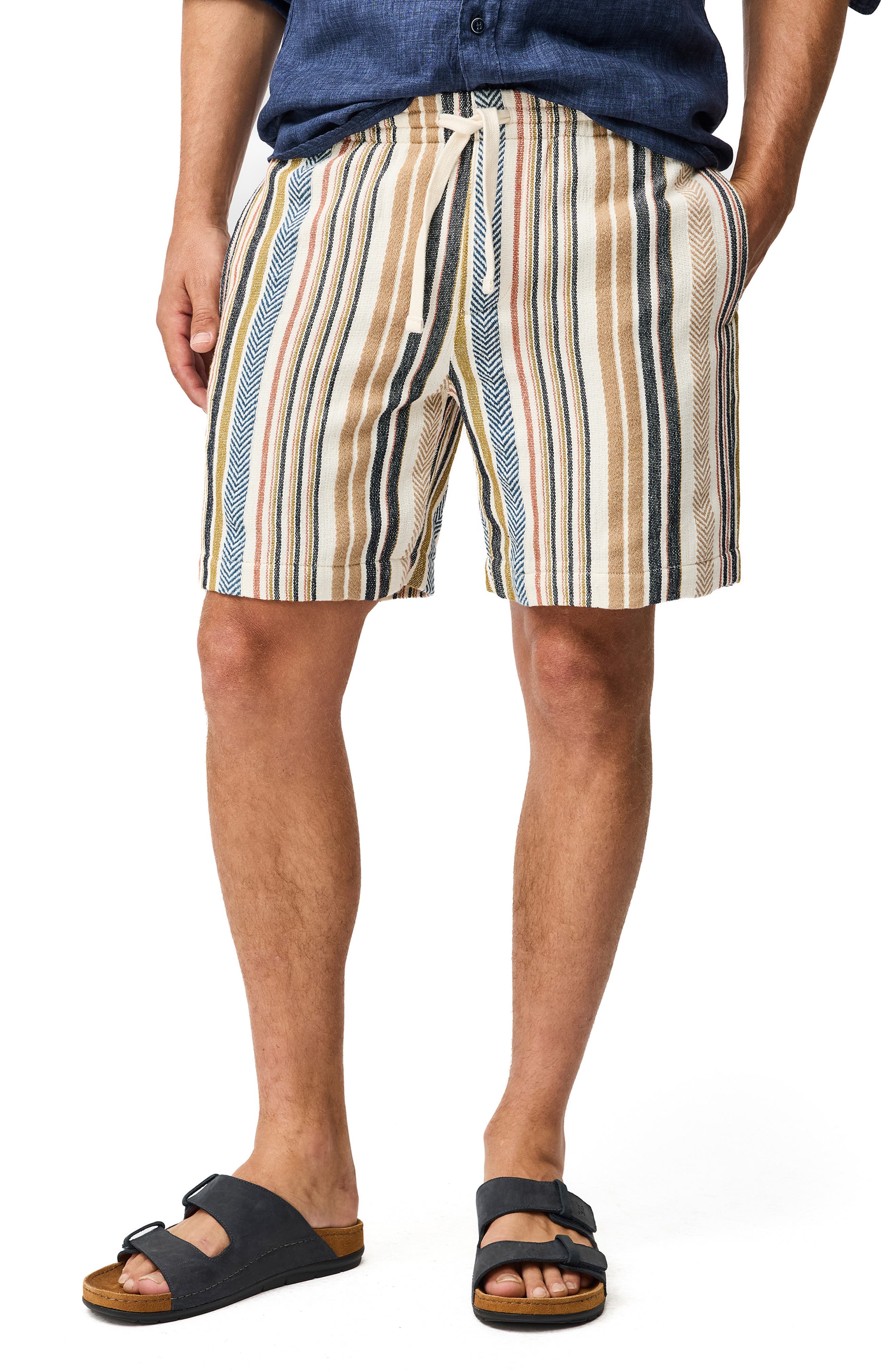 Gifford Stripe Cotton Blend Drawstring Shorts - image 1