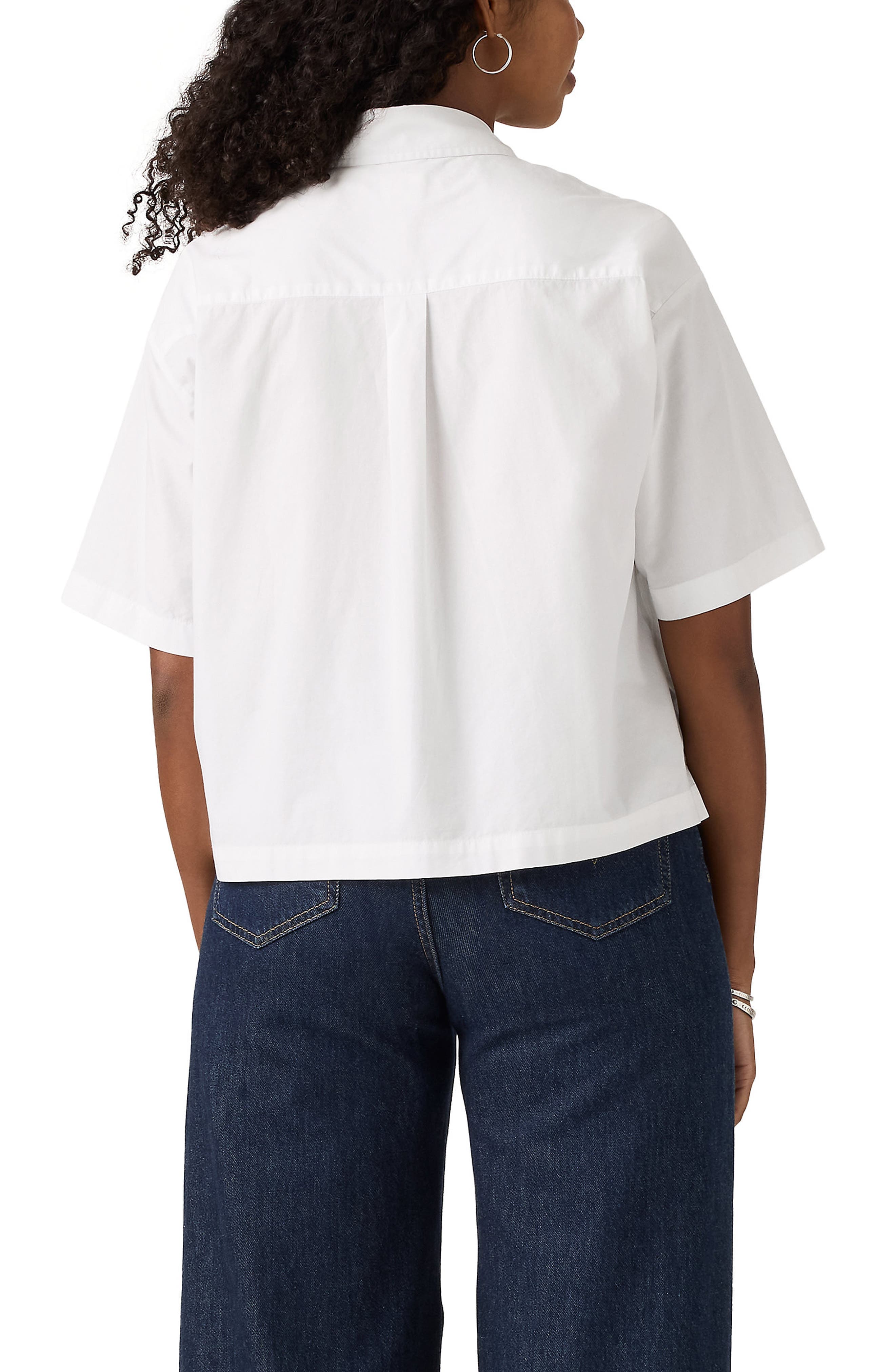 Harlie Short Sleeve Crop Cotton Poplin Button-Up Shirt - image 2