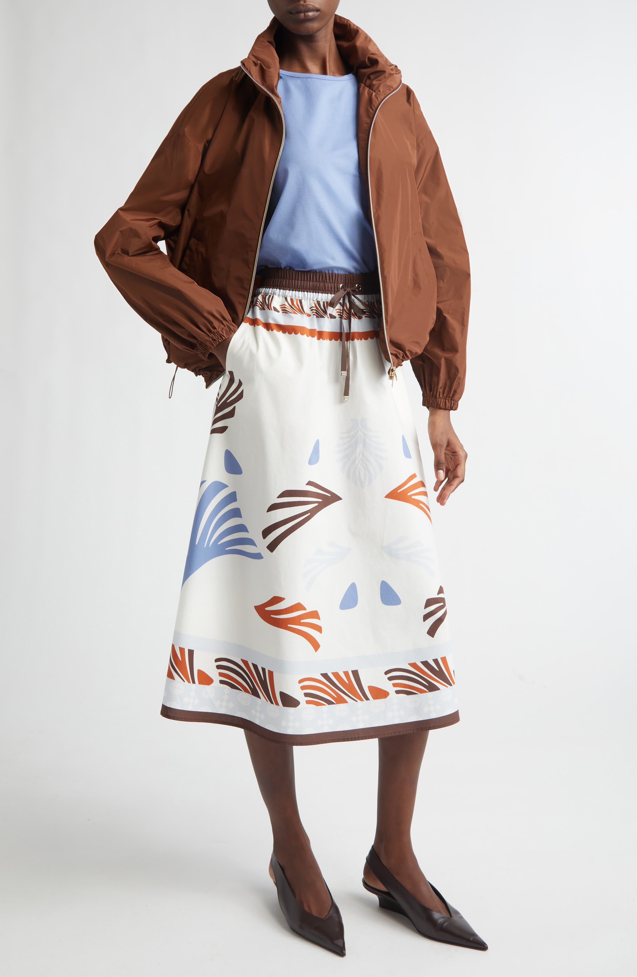Summer Print Cotton Midi Skirt - image 2