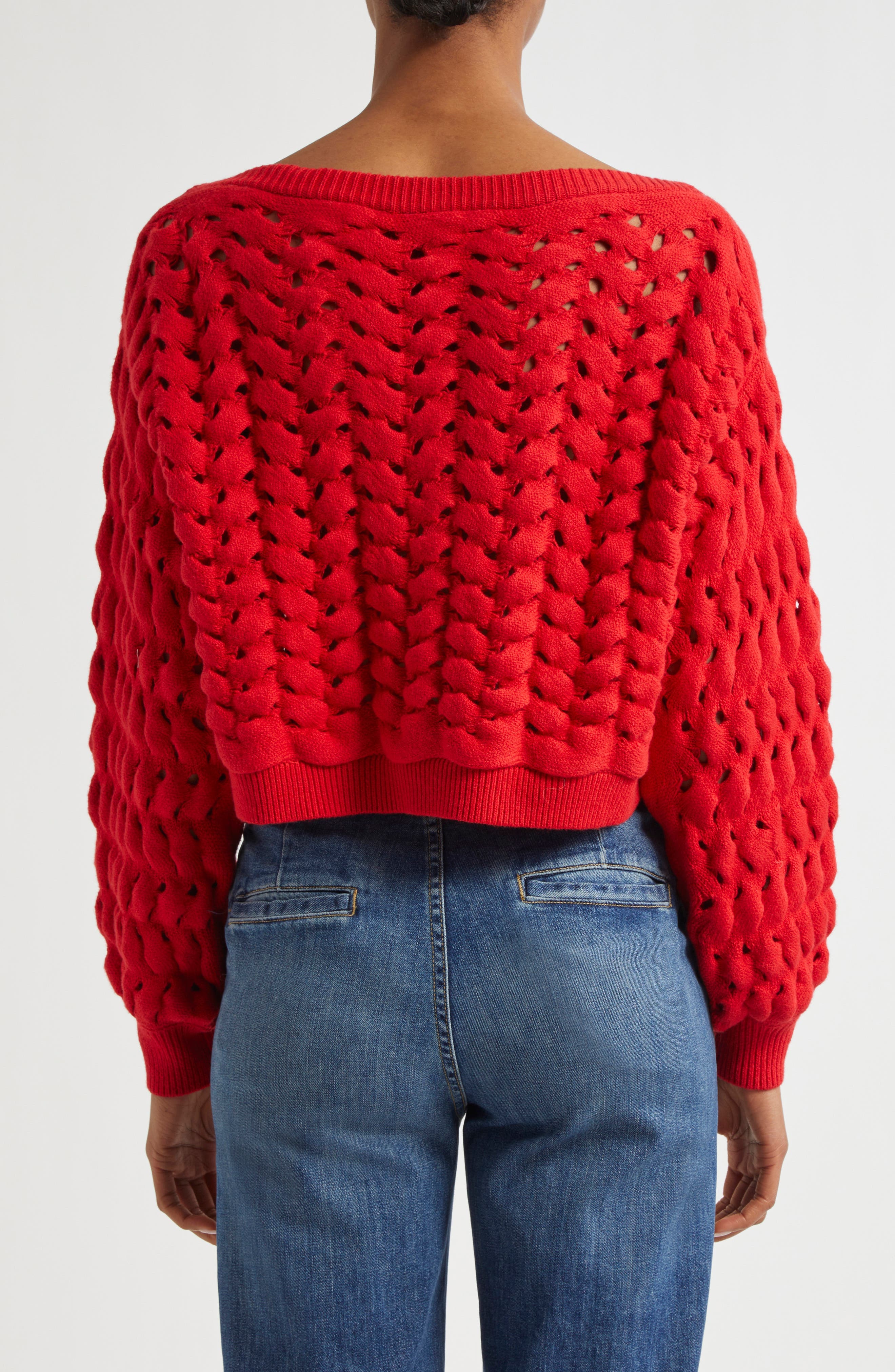 Allene Chunky Open Stitch Cotton & Wool Blend Sweater - image 2